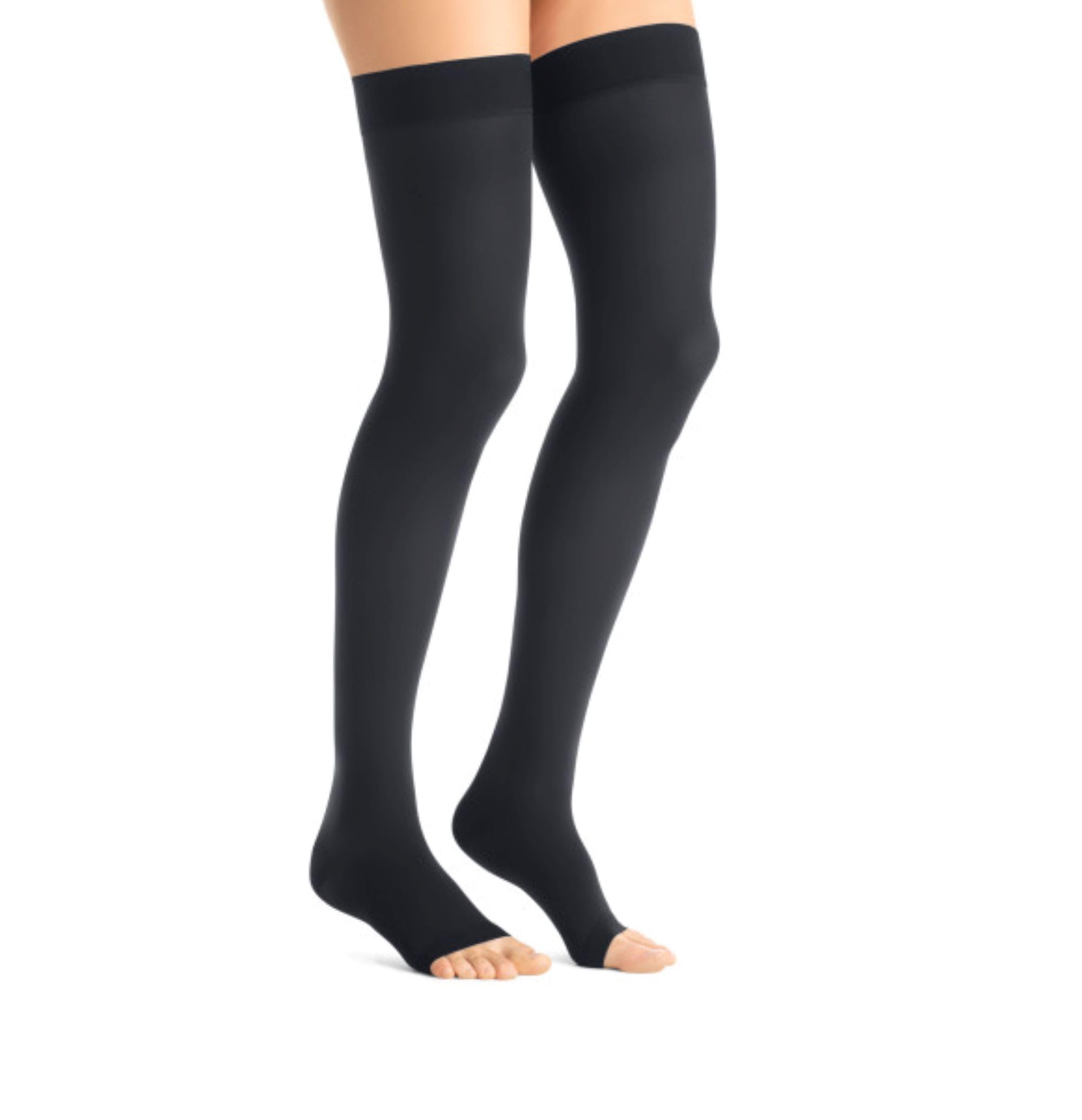 JOBST Maternity Compression Stockings 20-30 mmHg - Firm Support Thigh High Opaque Stockings for Pregnancy Leg Pain Relief, Open Toe Design in Anthracite Color, Size Large - Perfect for Comfort During Work, Travel & Daily Activities
