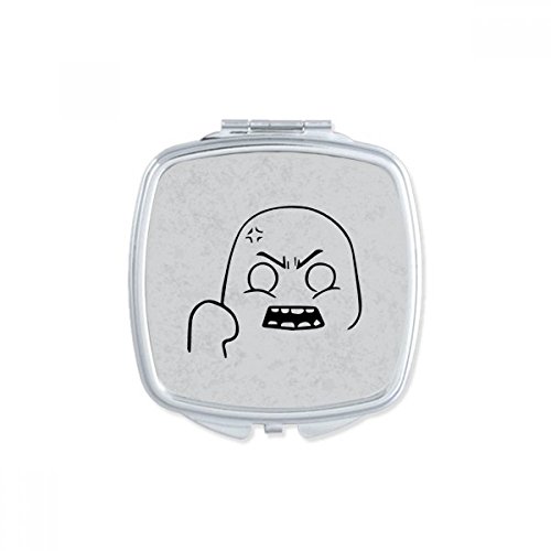 DIYthinker Angry Black Cute Chat Happy Pattern Square Mirror - Portable Compact Pocket Makeup Mirror with Double Sided Glass for Travel, Home & Office Use