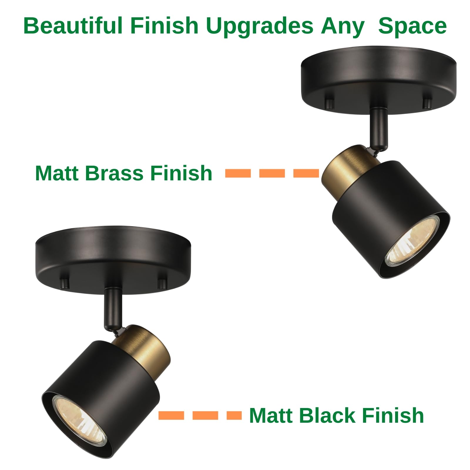 Adjustable Black Track Lighting Kit - 2 Pack for Kitchen, Hallway & Living Room