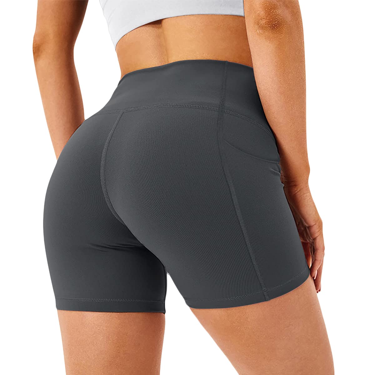 HIAMIGOS Women's High Waisted Workout Shorts - Non See Through Yoga Shorts with Pockets for Gym, Running & Cycling | Perfect for Training, Lounge & Active Wear