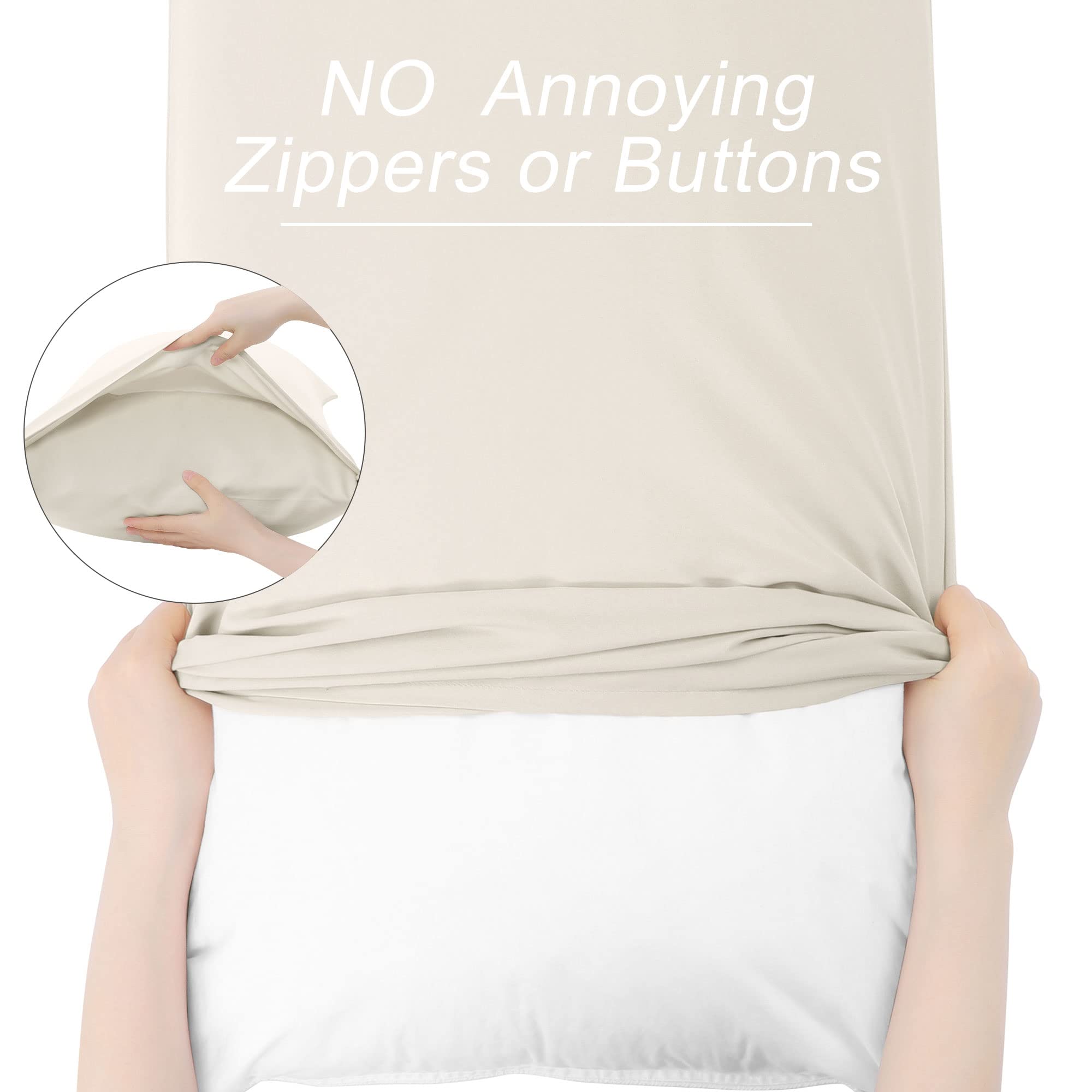 Uxcell Microfiber Body Pillow Case 20x60 Inches - Soft 90 GSM Polyester Replacement Cover in Tan - Perfect for Pregnancy Support, Back Pain Relief & Comfortable Sleeping