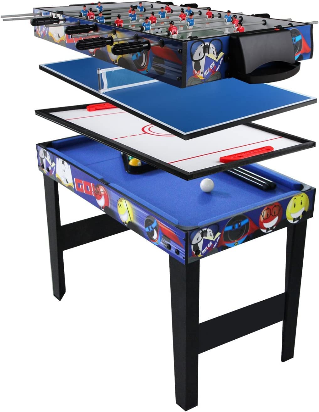 Vocheer 4-in-1 Multi Game Table Set - Hockey, Foosball, Soccer, Pool & Table Tennis Combo for Home Game Room | Perfect for Family Fun, Parties & Indoor Recreation