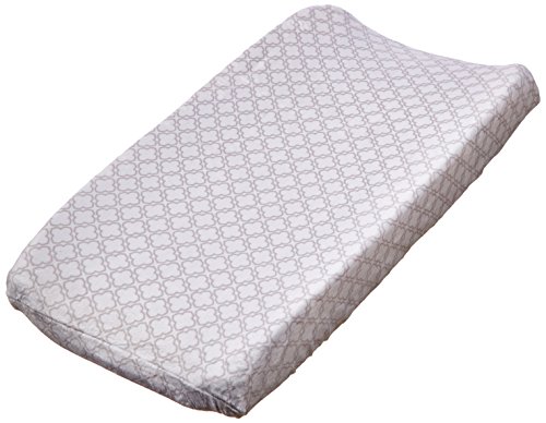 Carter's Grey Trellis Print Changing Pad Cover - Soft Baby Changing Table Pad Cover for Nursery, Waterproof & Washable - Perfect for Diaper Changes and Newborn Care