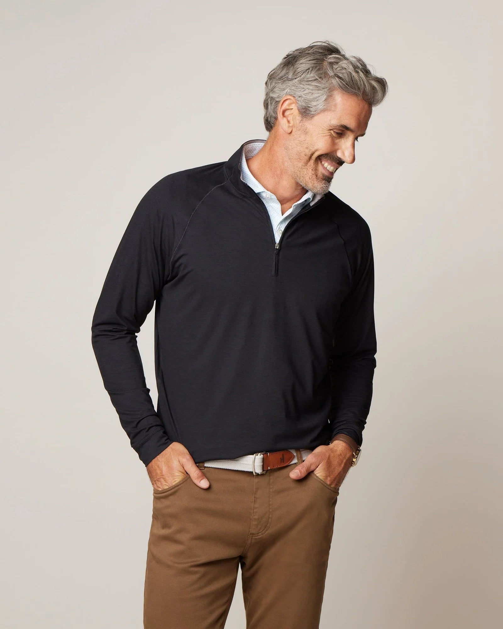 Johnnie O Freeborne Performance 1/4 Zip Pullover Sweater for Men - Breathable & Stretchable Golf & Casual Wear - Black