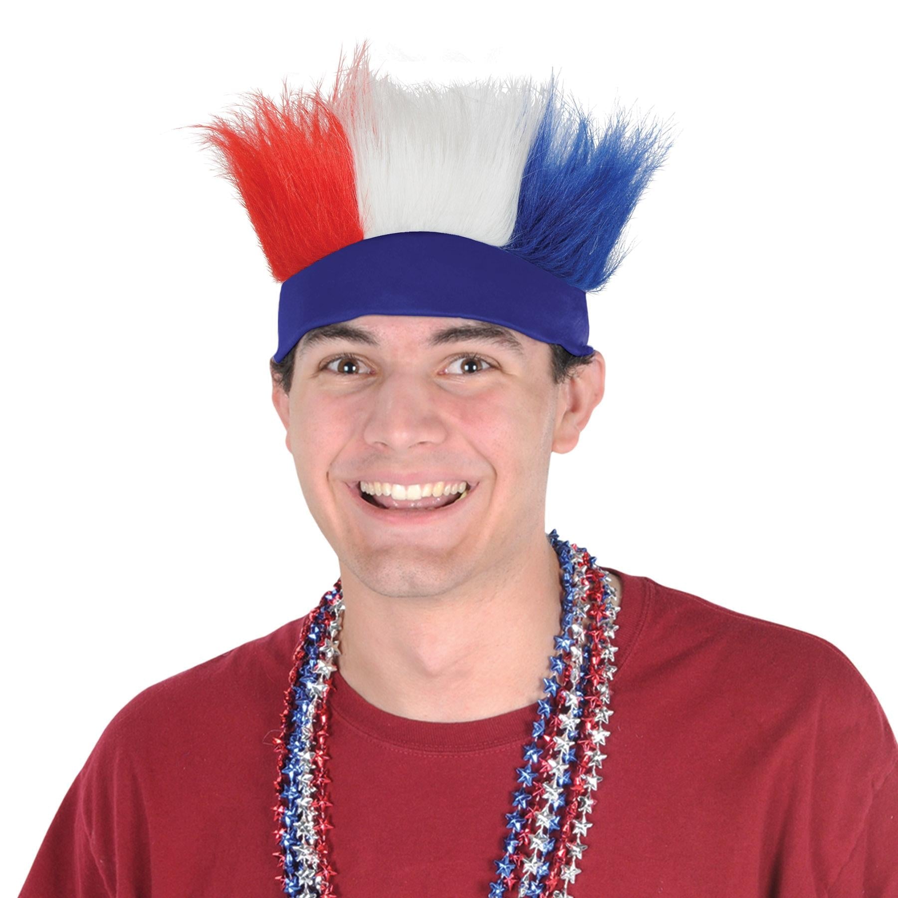 12 Pack Beistle Hairy Headband - Red, White & Blue Patriotic Costume Accessories for Halloween, Christmas & Themed Parties