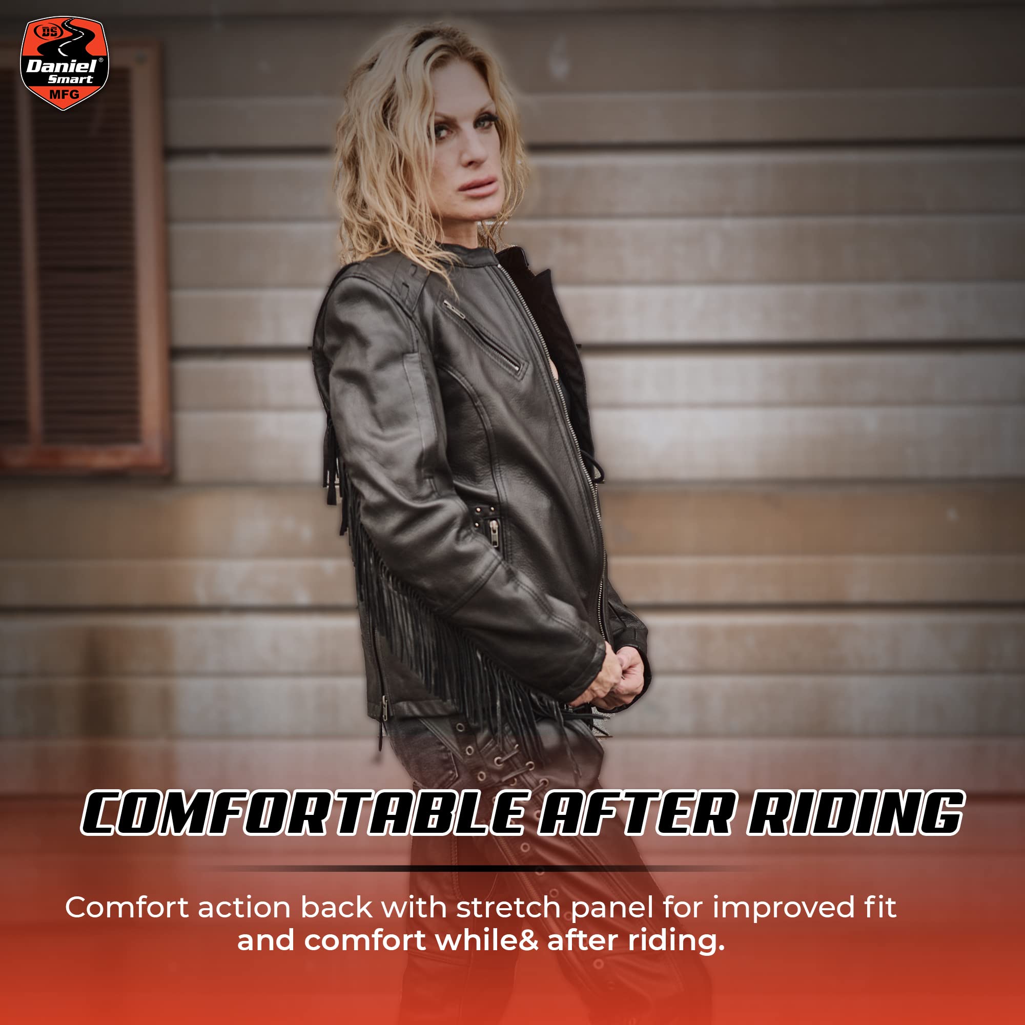 Daniel Smart Classic Women’s Goatskin Leather Jacket - Motorcycle Biker Jacket with Triple Stitch Detailing & Armory Pocket | Stylish Outerwear for Riding, Casual Wear & Night Out