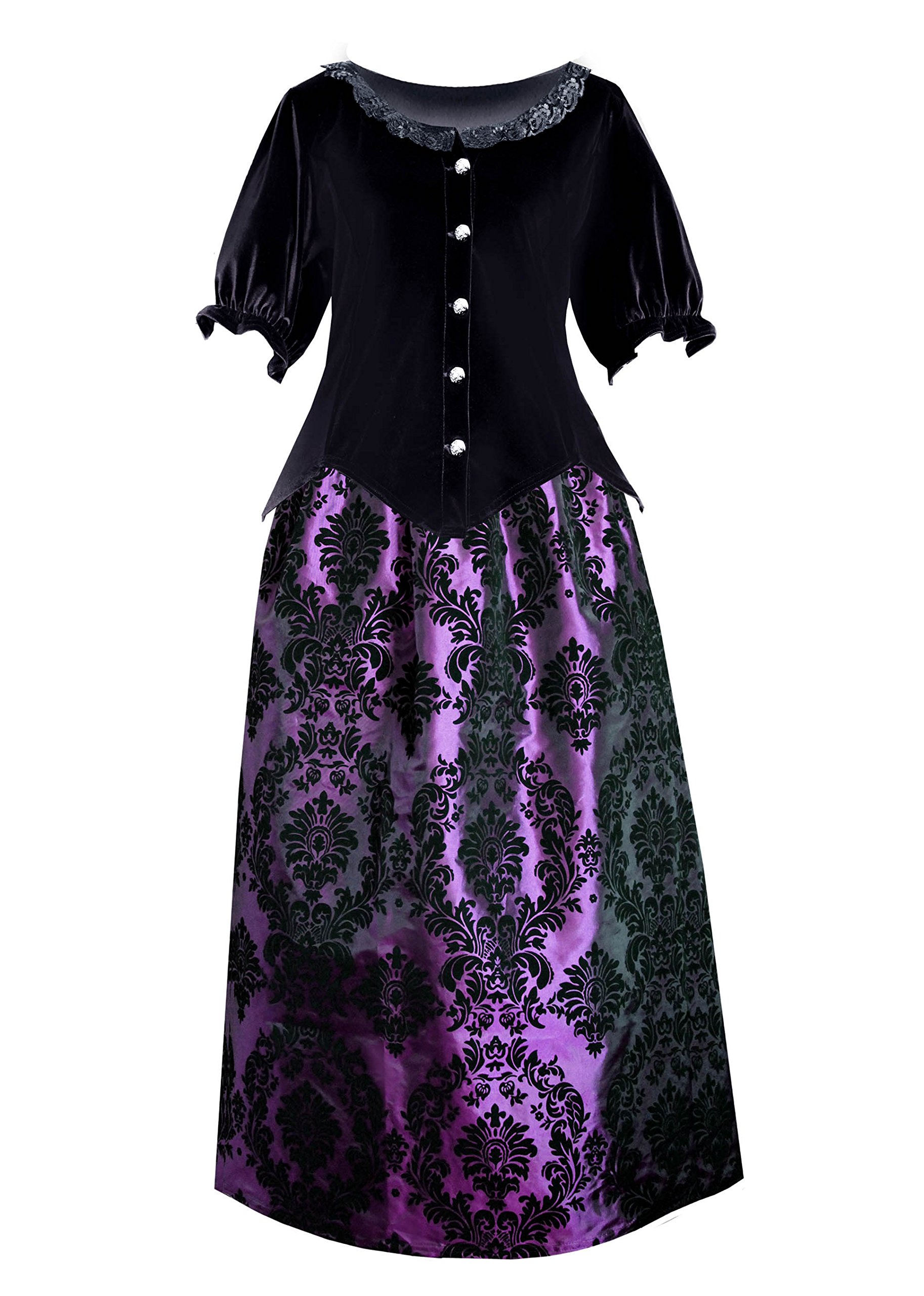 Victorian Steampunk Gothic Civil War Medieval Velvet Top & Patterned Skirt Set for Women | Elegant Gothic Lolita Cosplay Costume | Perfect for Renaissance Fairs, Halloween, Themed Parties & Photo Shoots