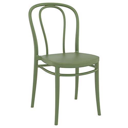 Pemberly Row Modern Resin Outdoor Patio Chair - Olive Green - Weather-Resistant Garden Seating for Poolside, Deck & Backyard Relaxation