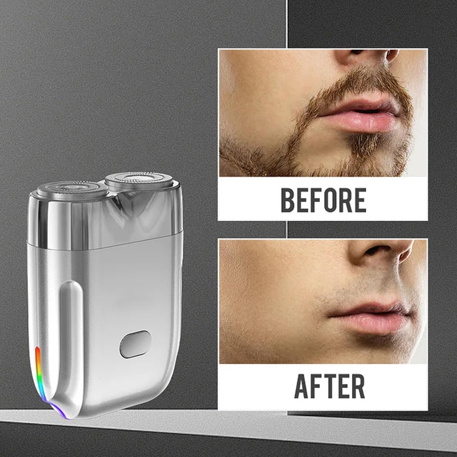 Mini Portable Magnetic Waterproof Electric Shaver - Dual Head USB Rechargeable Rotary Shaver for Men, Compact Travel Shaver with Upgraded Blade (Blue) - Perfect for Travel, Gym, and On-the-Go Grooming