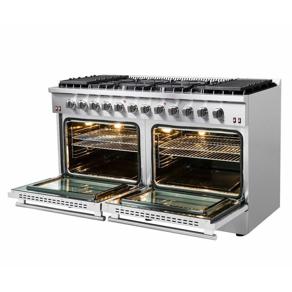 Forno Galiano 60-Inch 6.58 cu. ft Professional Freestanding Gas Range with Stove and Oven - Stainless Steel (FFSGS6244 60) | Ideal for Home Kitchens & Commercial Use