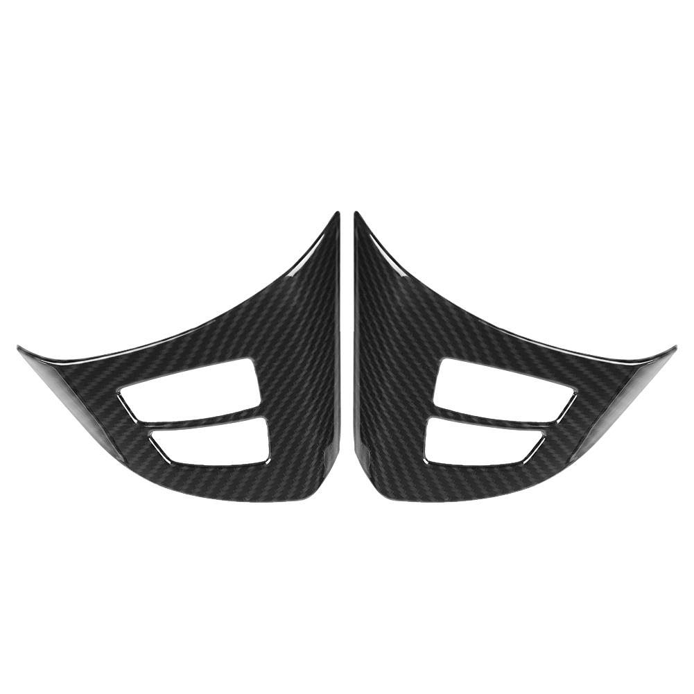 Premium ABS Plastic Carbon Fiber Steering Wheel Button Trim Cover - Pack of 2 Black Replacement Frame Decoration for BMW X5 E70 (2008-2013) - Upgrade Your Car Interior & Enhance Driving Experience