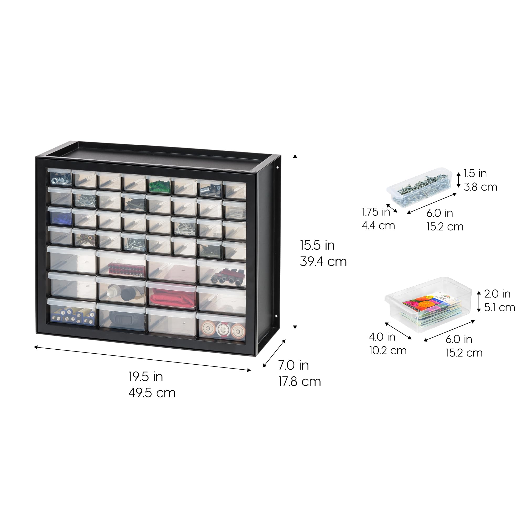 IRIS USA 44-Drawer Small Parts Organizer Cabinet - Screw, Nut & Bolt Storage for Hardware, Electronics & Crafts - Perfect for Garage, Workshop, Beading & Scrapbooking Organization (Black)