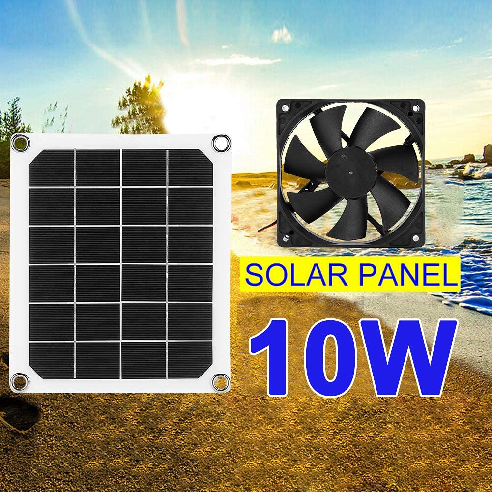 Solar Powered Exhaust Fan - 10W IP65 Waterproof Outdoor Ventilation Fan for RV, Greenhouse, Chicken Coop & Pet House - Portable Solar Panel Fan for Energy Efficient Cooling & Air Circulation