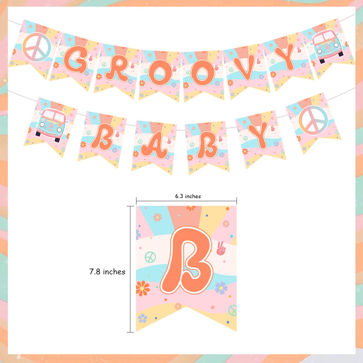 Groovy Baby Banner - Retro Hippie Boho Party Decorations for Baby Shower & Birthday Celebrations - Perfect for Nursery, Gender Reveal & Boho-Themed Events