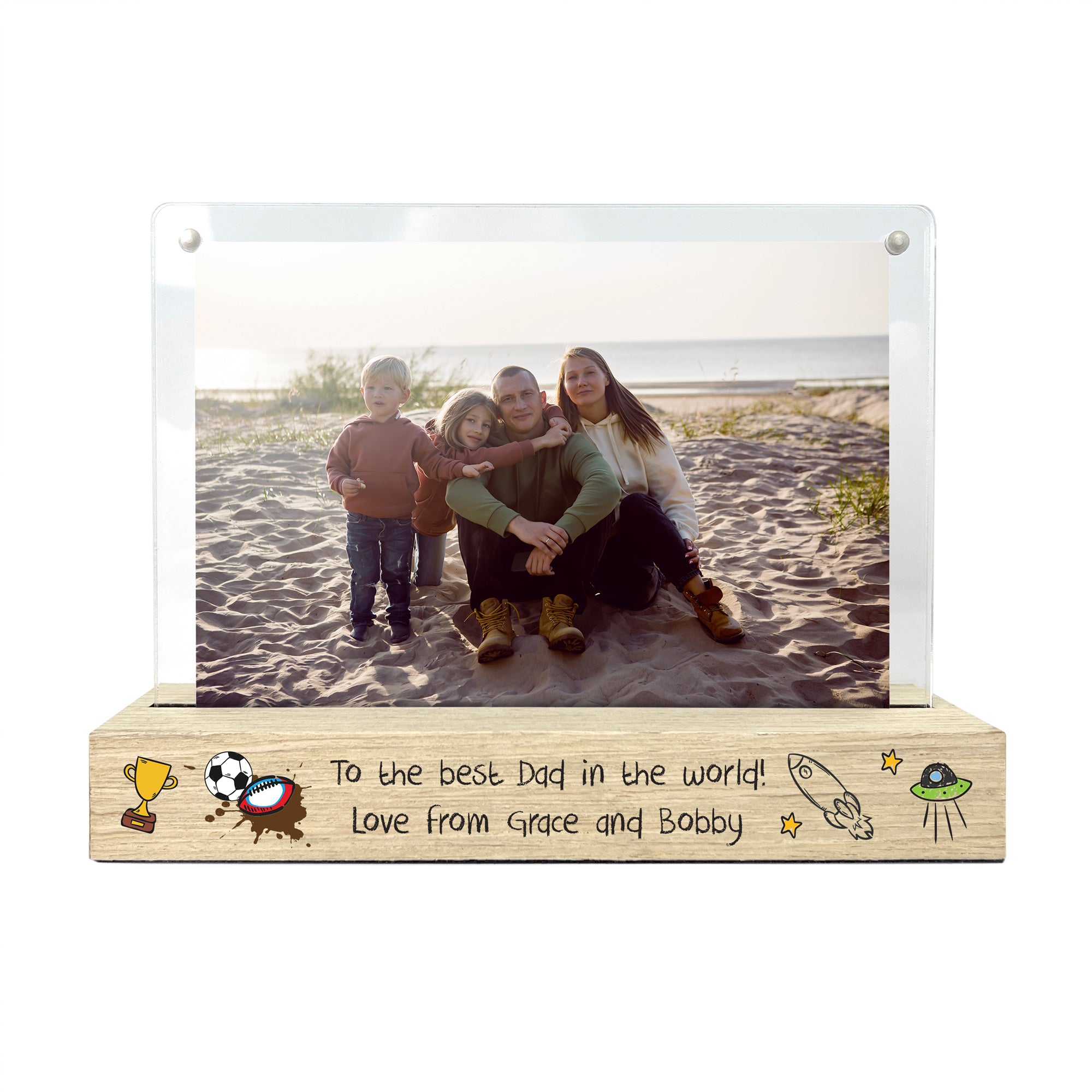 Personalized 'Our Adventures' Wooden Photo Frame 6x4 - Custom Kids & Grandkids Gift for Family Memories - Perfect for Home Decor, Nursery, or Grandparents' Day Present