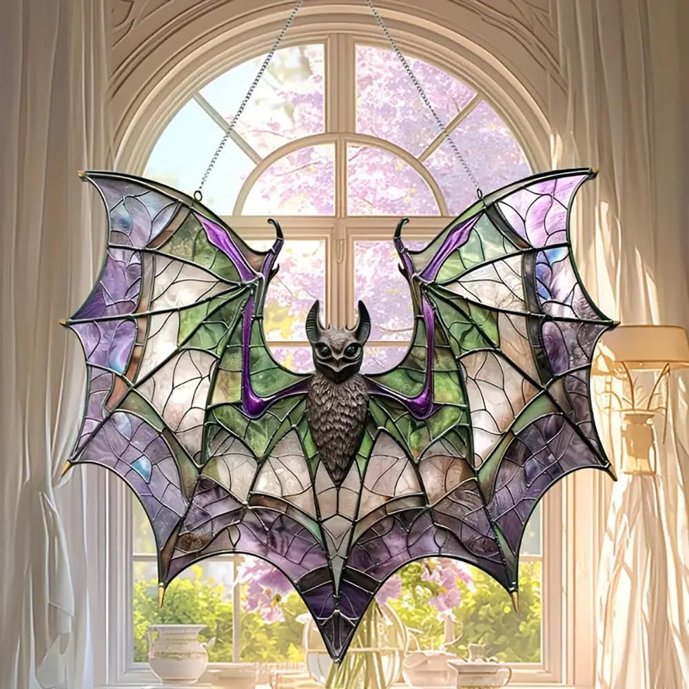 Gothic Bat Decor Acrylic Wall Art Panel - DIY Home Decor Kit for Living Room, Bedroom, Kitchen - Halloween & Gothic Style Wall Hanging for Party & Home Decoration