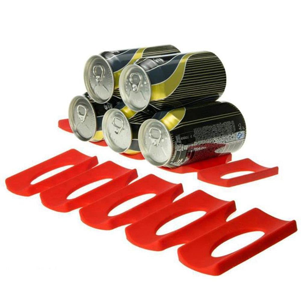 Stackable Silicone Soda Can Organizer & Beer Bottle Holder - Space Saving Kitchen Cabinet & Refrigerator Storage Rack for Pantry Organization (Green) - Perfect for Home Bars, Parties & Fridge Organization
