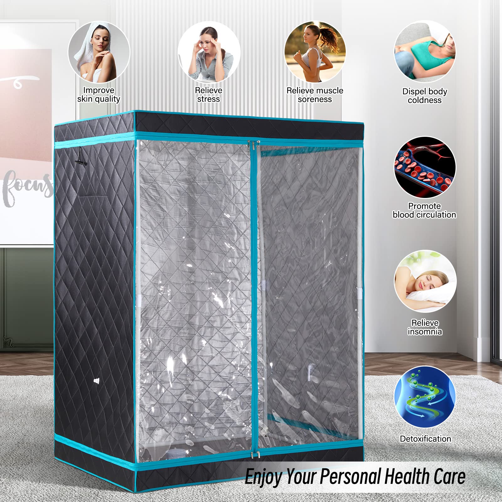 Portable 2 Person Full Size Sauna Tent for Home - Foldable Lightweight Steam Sauna for Relaxation & Detox (Steamer Not Included) - Perfect for Couples Spa Night, Home Wellness Retreat & Stress Relief