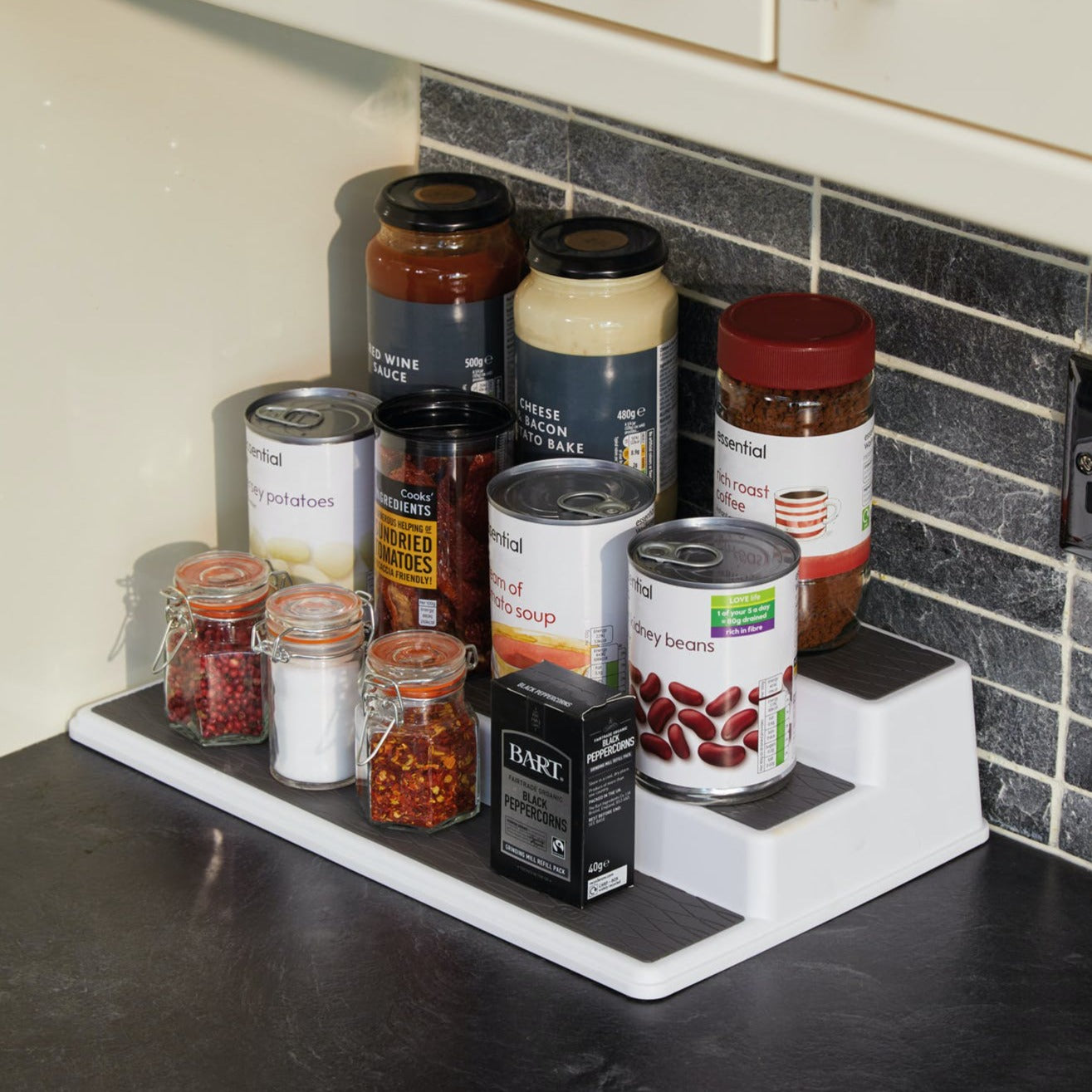 3 Tier Shelf Organizer - Space Saving Storage Shelf for Kitchen, Bathroom, Closet - Perfect for Organizing Spices, Cosmetics, Books & More