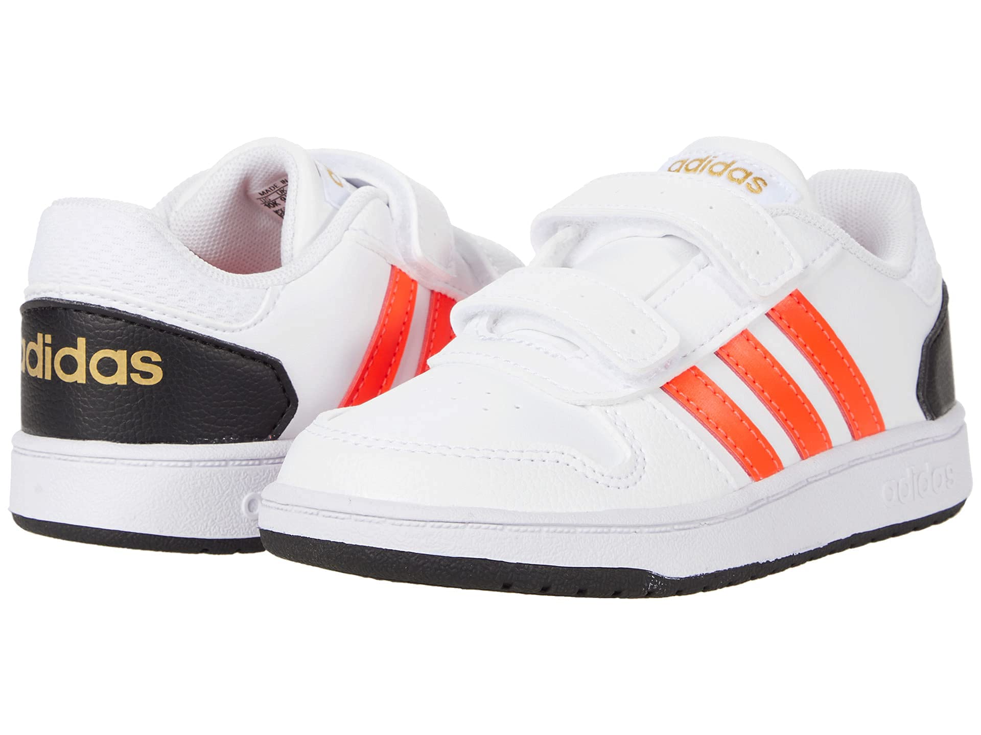 Adidas Hoops 2.0 Basketball Shoes for Toddlers - White/Solar Red/Black - Size 6 Toddler M - Perfect for Indoor & Outdoor Play, Sports & Casual Wear