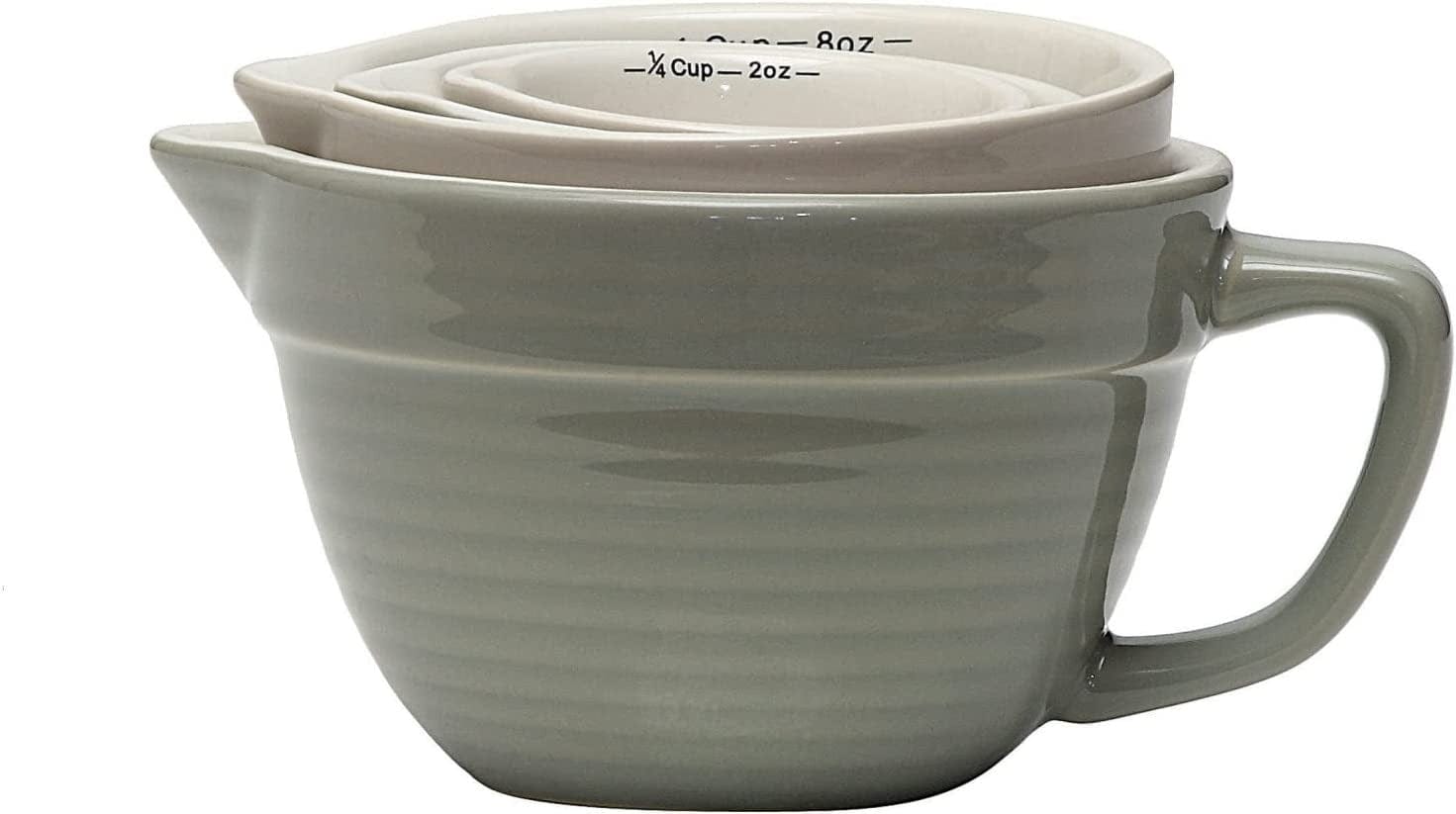 4-Piece Grey Batter Bowl Measuring Cups Set - Perfect for Baking, Cooking & Measuring Ingredients - Ideal for Home Bakers & Professional Chefs