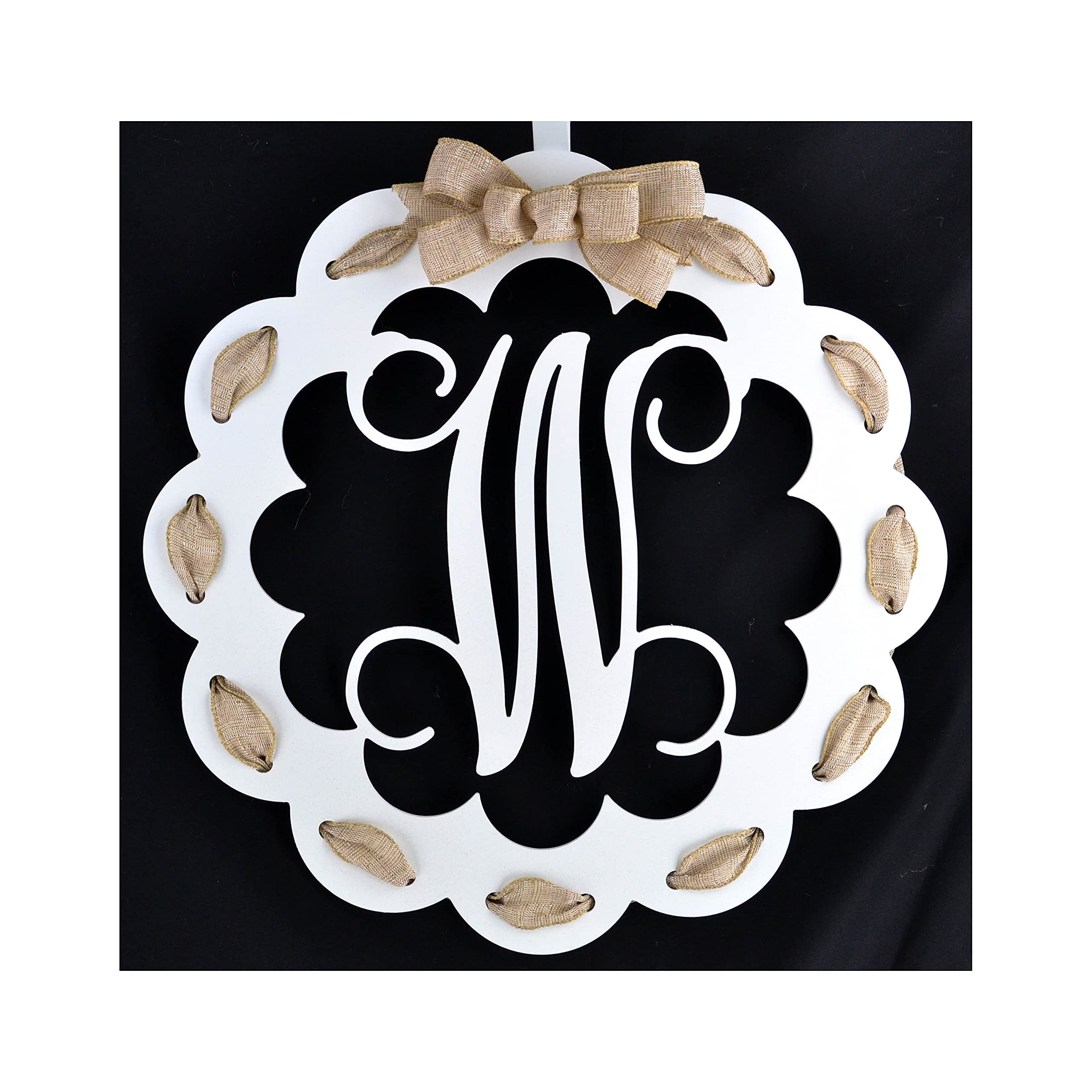 Personalized Monogram W Letter Wreath - Elegant White & Burlap Door Hanger for Home Decor | Perfect Gift for Mom, Christmas, Wedding & Year-Round Front Door Decoration