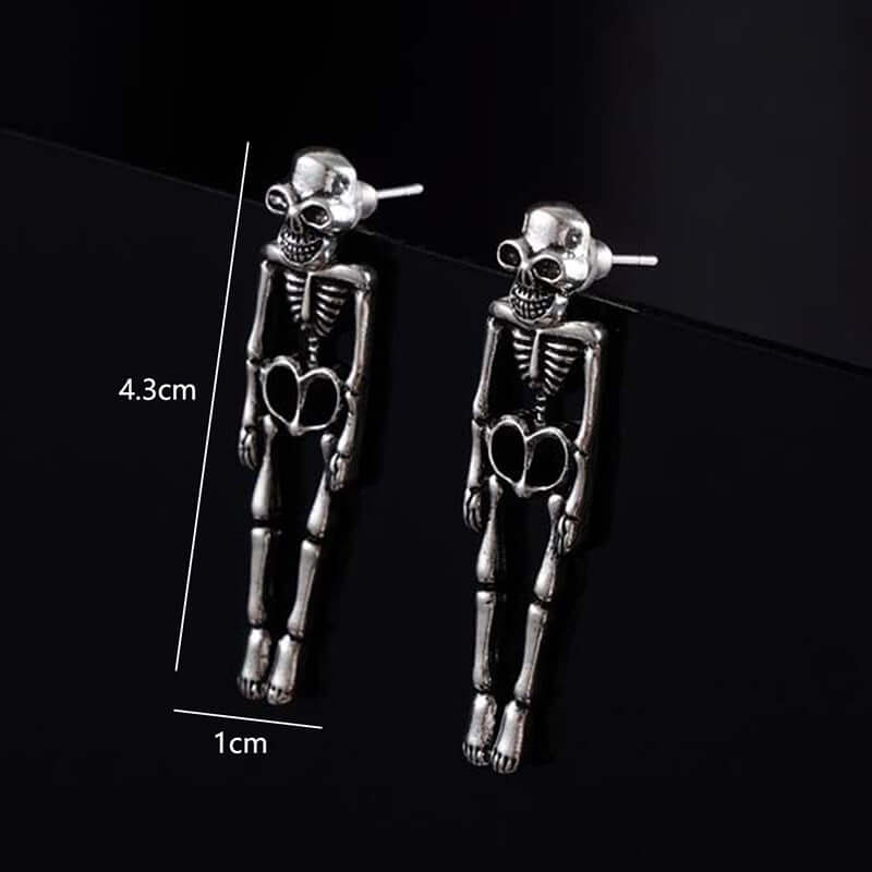 3 Ways Skull Skeleton Ear Jacket Earrings Stud | YM5089 - Gothic Punk Jewelry for Women, Men - Perfect for Halloween, Concerts & Alternative Fashion