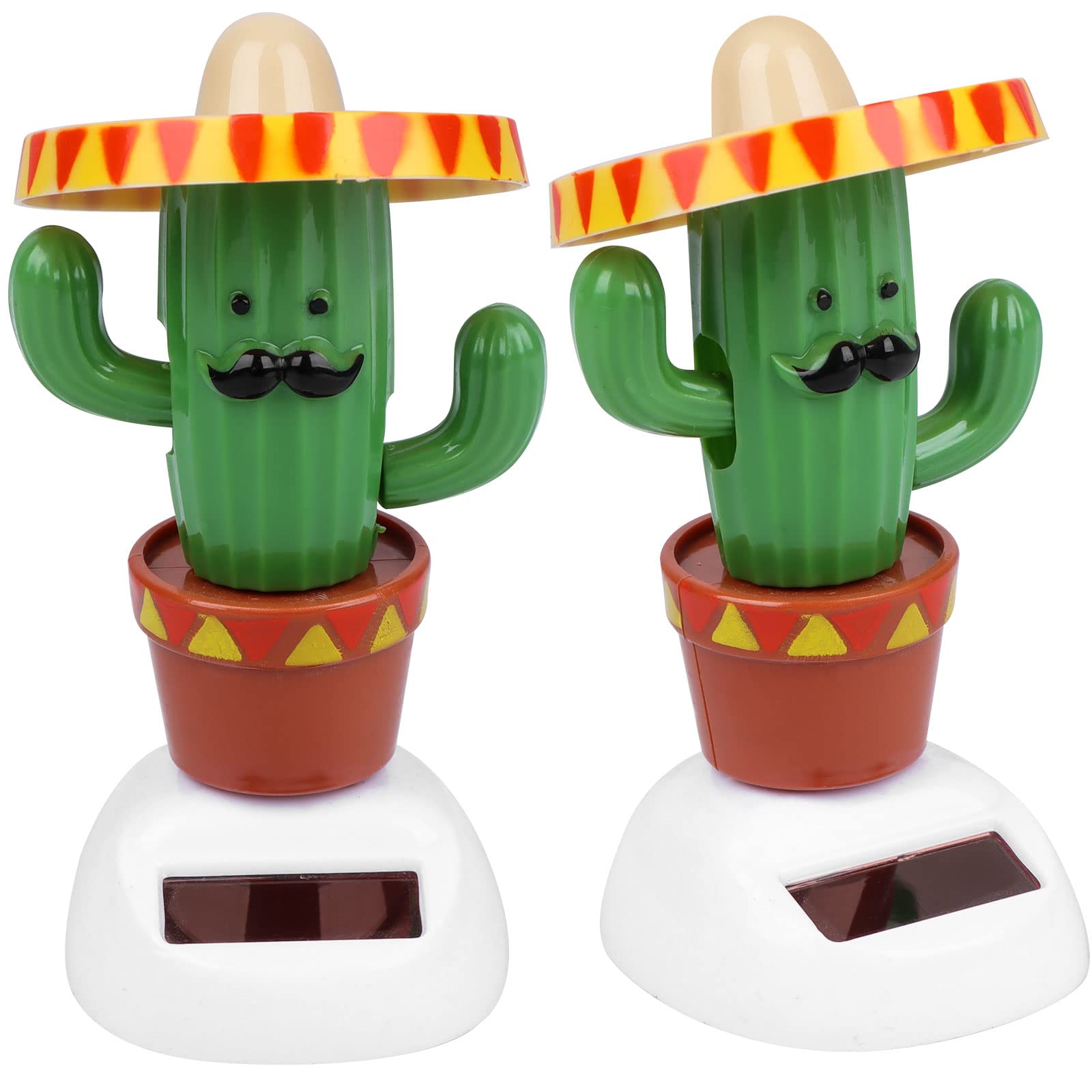 2 Pack Solar Dancing Cactus Toy - Solar Powered Shaking Head Car Dashboard Decor for Home, Office & Party Fun - Funny Dancing Plant Gift for Kids & Adults