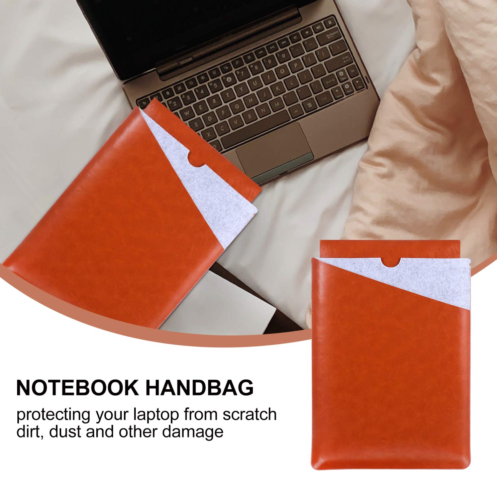 Premium Genuine Leather Laptop Sleeve Case for 13-15 Inch MacBook & Notebook - Slim Protective Laptop Bag with Tablet Pocket - Stylish Business Briefcase & Travel Organizer for Work, School & Commuting