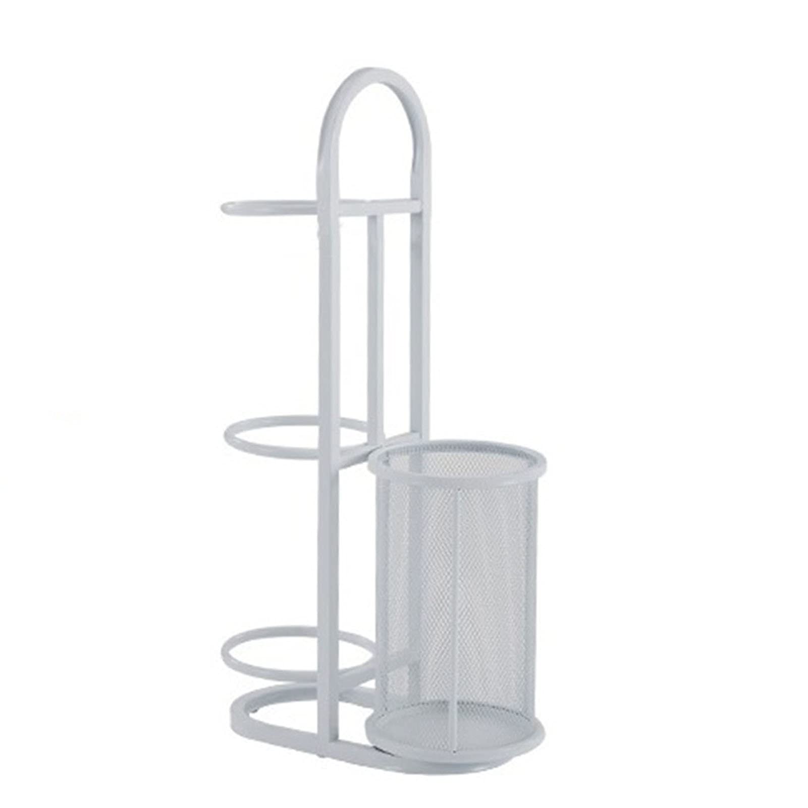 Freestanding Vertical Iron Ball Storage Rack - 85cm/33.5inch White Sports Equipment Organizer for Football, Basketball, Soccer | Perfect for Garage, Gym, Stadium & Classroom Storage Solutions