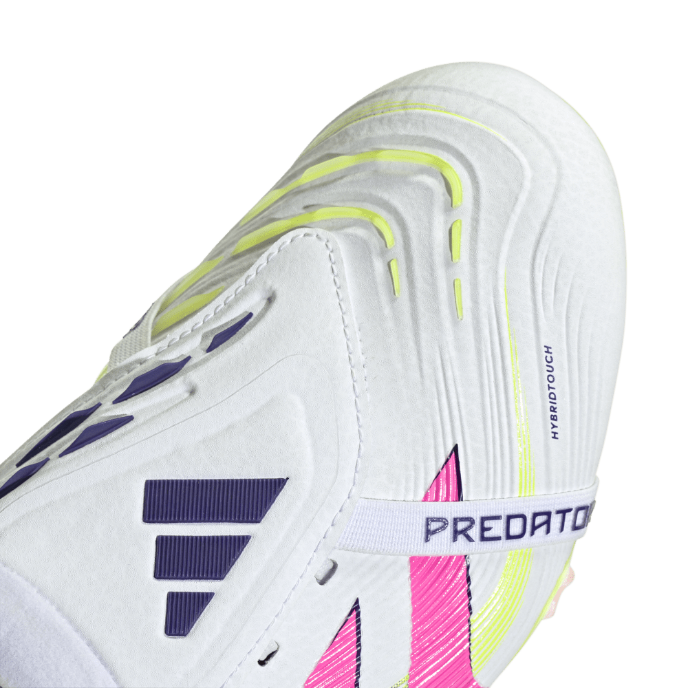 Adidas Predator Elite FG Soccer Cleats - Fold Over Tongue Design, Cloud White/Lucid Pink/Lucid Lemon - Perfect for Competitive Matches & Training Sessions