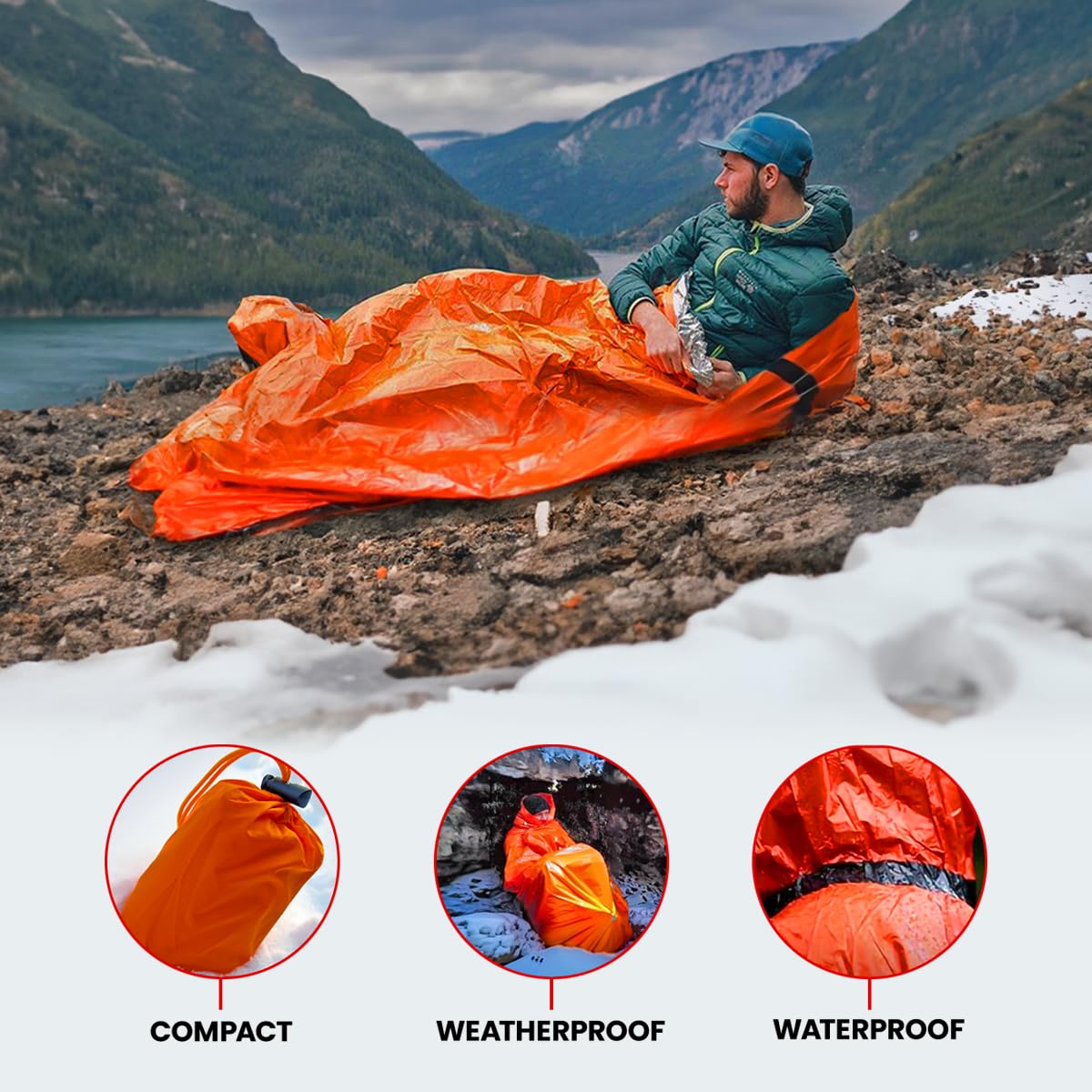 Hero Prepared Survival Tool Poncho - Waterproof & Heat Insulated for Camping, Hiking, Emergency Preparedness - Perfect for Outdoor Adventures & Survival Kits