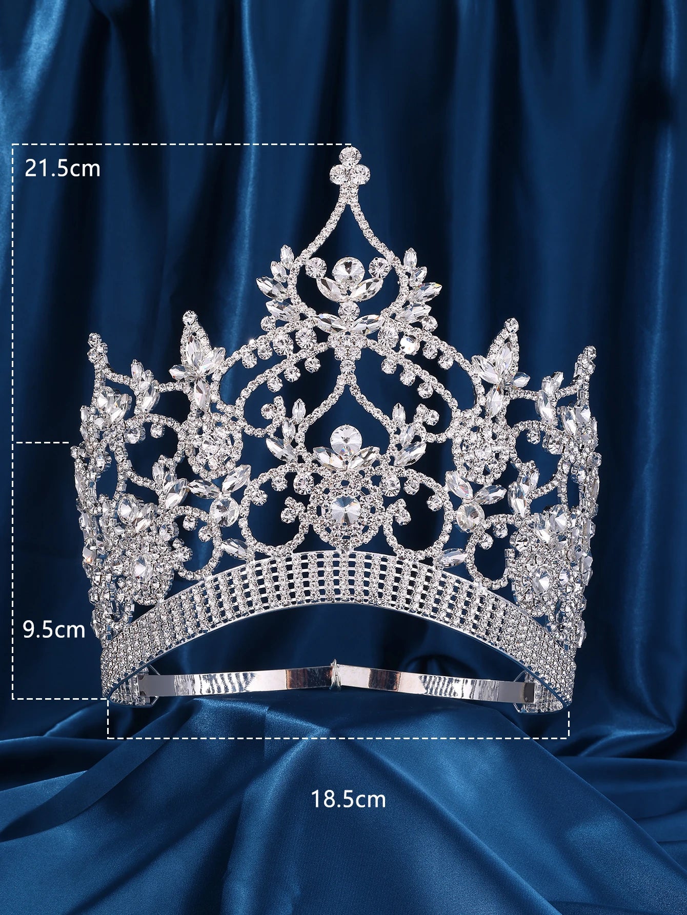 Imperial Aurora Pageant Crown – Silver Rhinestone Tiara with AB Stones for Beauty Queens, Pageants, Prom, Weddings & Special Events | Elegant Headpiece for Women & Girls