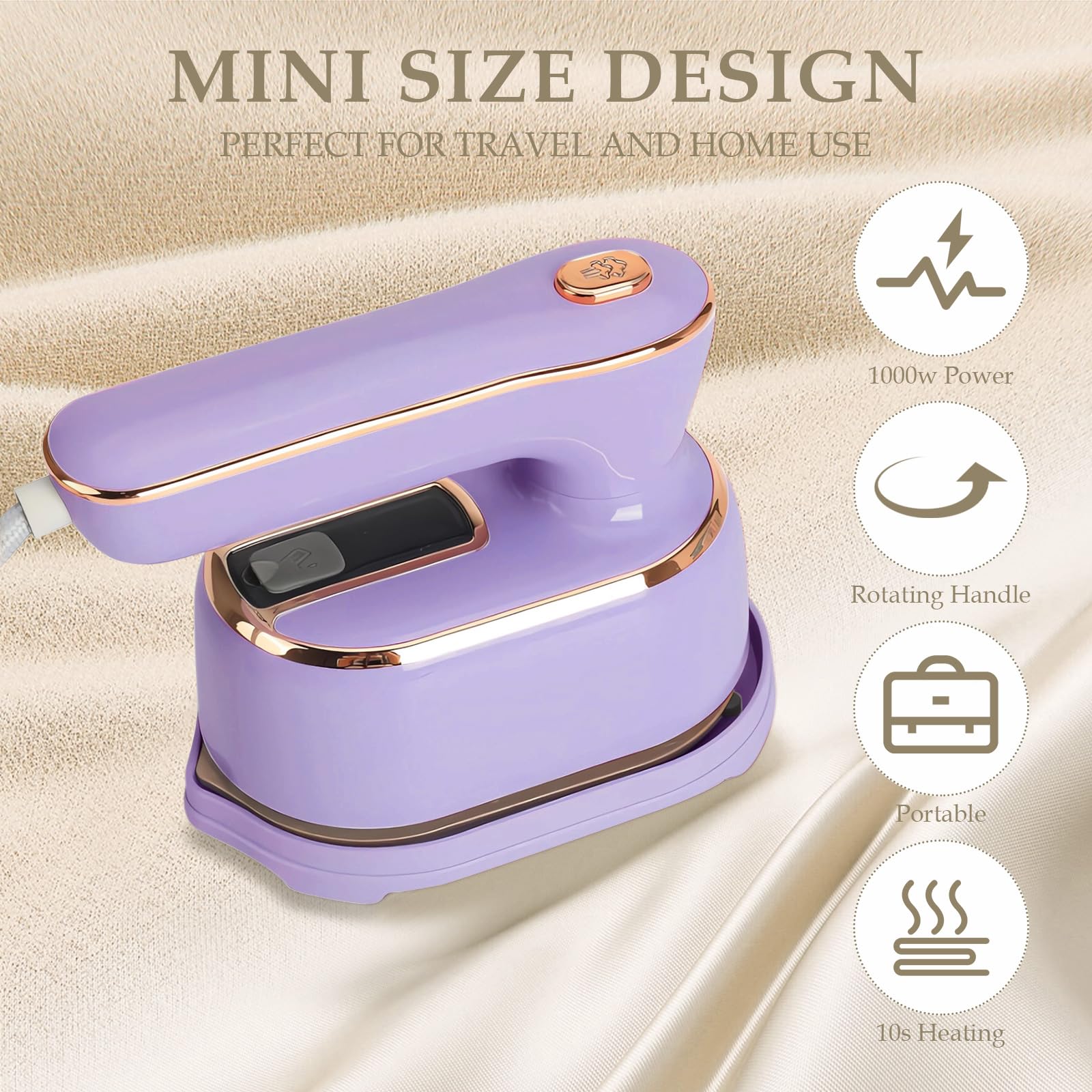 Portable Travel Steamer for Clothes - 1000W Fast Heating Handheld Garment Steamer & Iron 2-in-1 with 360° Rotation, 10-Second Preheat & Constant 302°F | Perfect for Travel, College Dorm, Home Use & Wrinkle-Free Outfits Anywhere