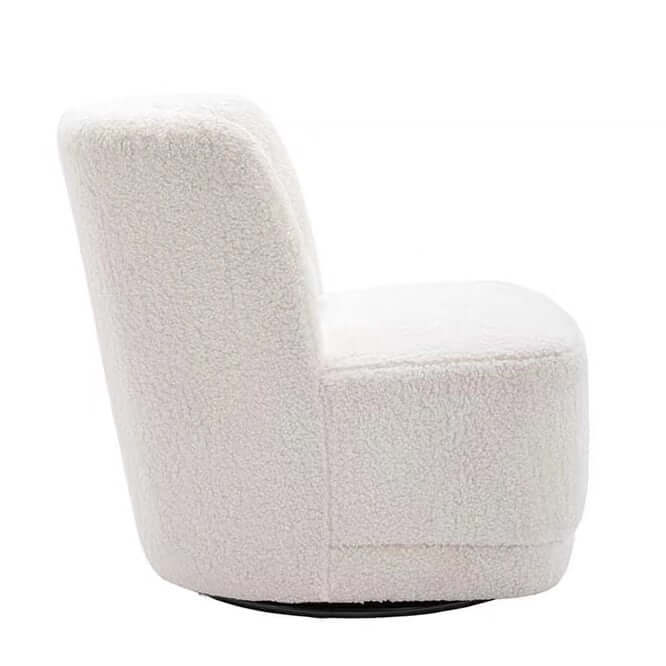 Nordic Swivel Boucle Sherpa Chair - Modern Accent Sofa with High Back in White, Blue, Brown & Yellow | Cozy Living Room, Bedroom or Office Seating for Home Decor