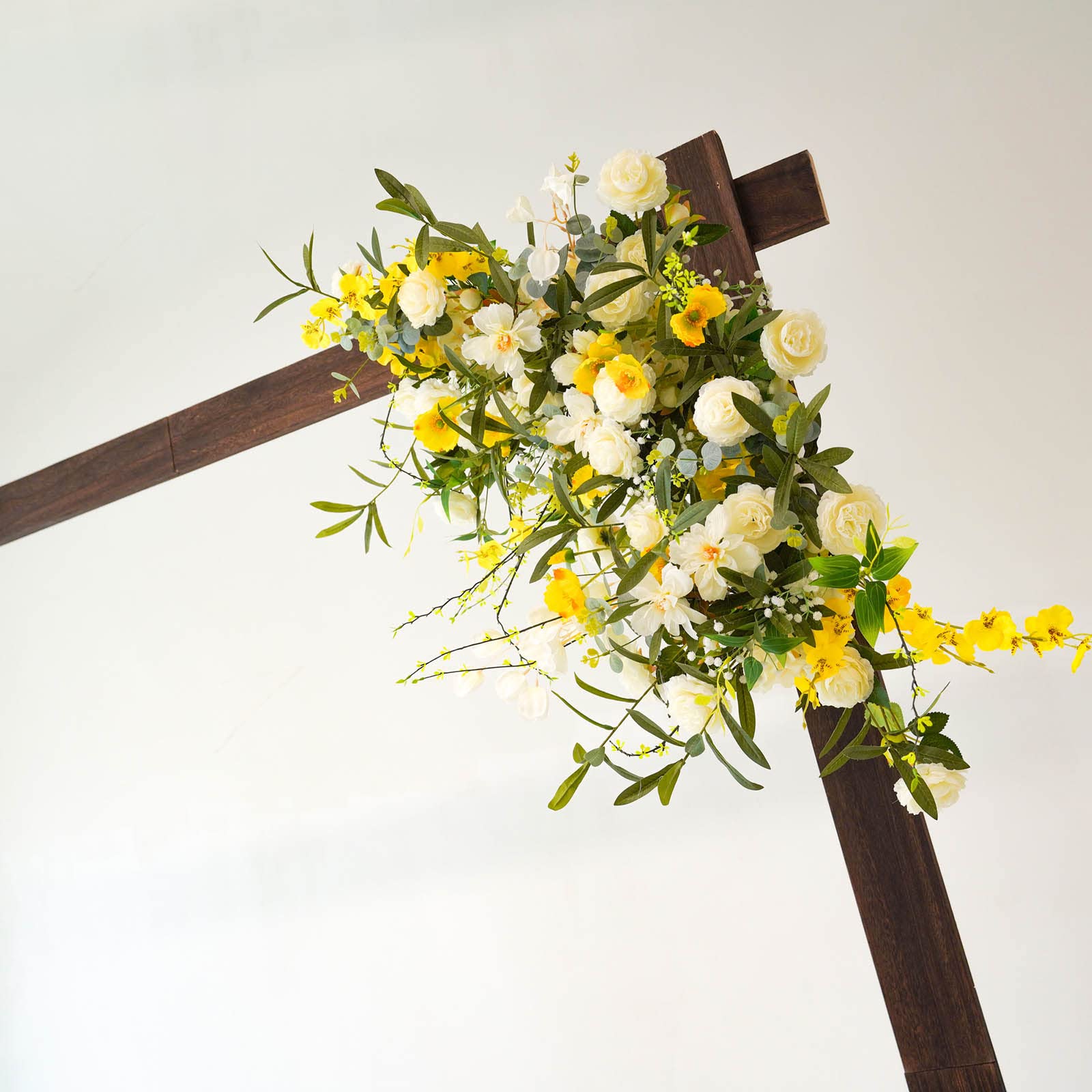 7FT Rustic Rectangle Wooden Backdrop Stand - Wedding Arch for Ceremony, Photo Booth, Party Decor - Brown Wood Background for Indoor/Outdoor Events