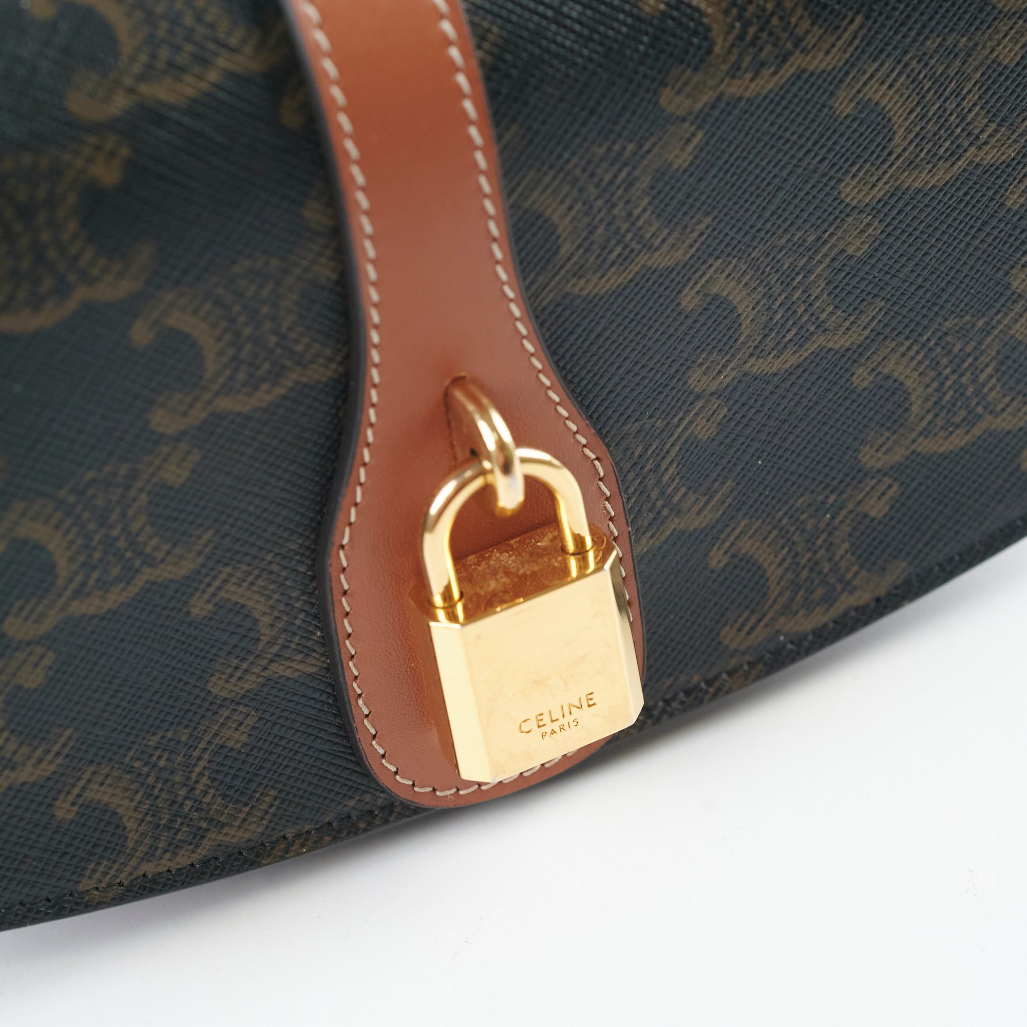 Celine Triomphe Tabou Clutch with Adjustable Strap - Genuine Leather Crossbody Bag in Brown/Tan for Women | Perfect for Evening Parties, Date Nights & Special Occasions