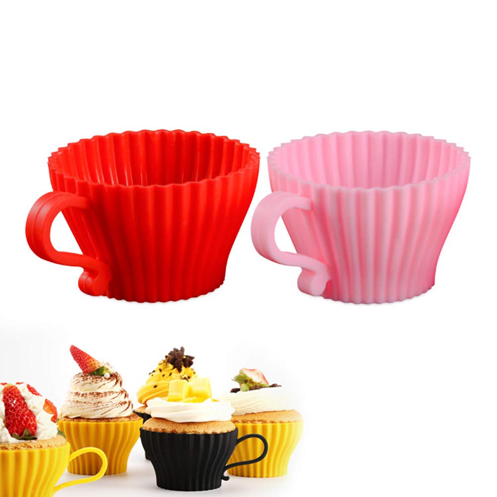 DOITOOL 5-Piece Silicone Cupcake Molds - Reusable Muffin Baking Cups for Homemade Cakes, DIY Desserts - Perfect for Birthday Parties, Baby Showers & Holiday Baking