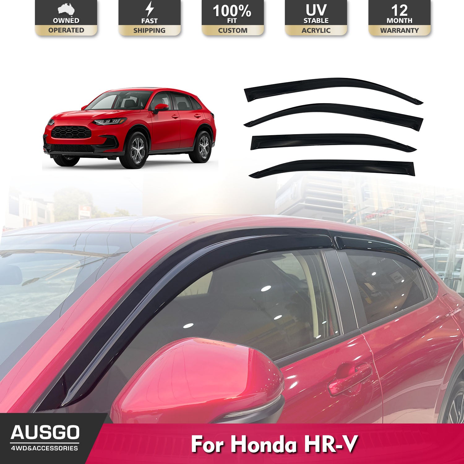 Premium Weather Shields for Honda HR-V 2022-2024 Models | Durable Car Window Rain Guards & Wind Deflectors | Perfect for Rainy Days & Highway Driving