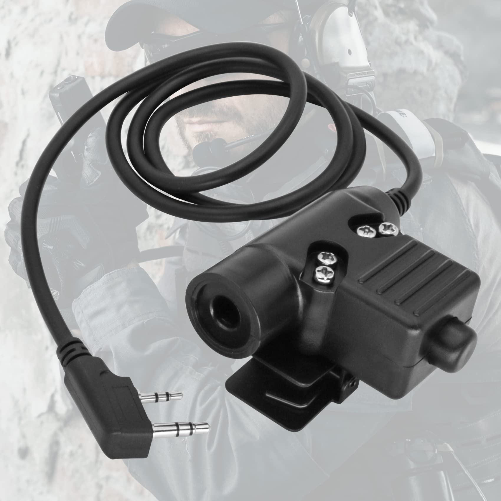 U94 PTT Adapter K-Plug 2 Pin Civilian Version for Airsoft Tactical Headset - Compatible with UV5R Radio & Military Communication - Perfect for Airsoft Games, Tactical Training & Outdoor Adventures