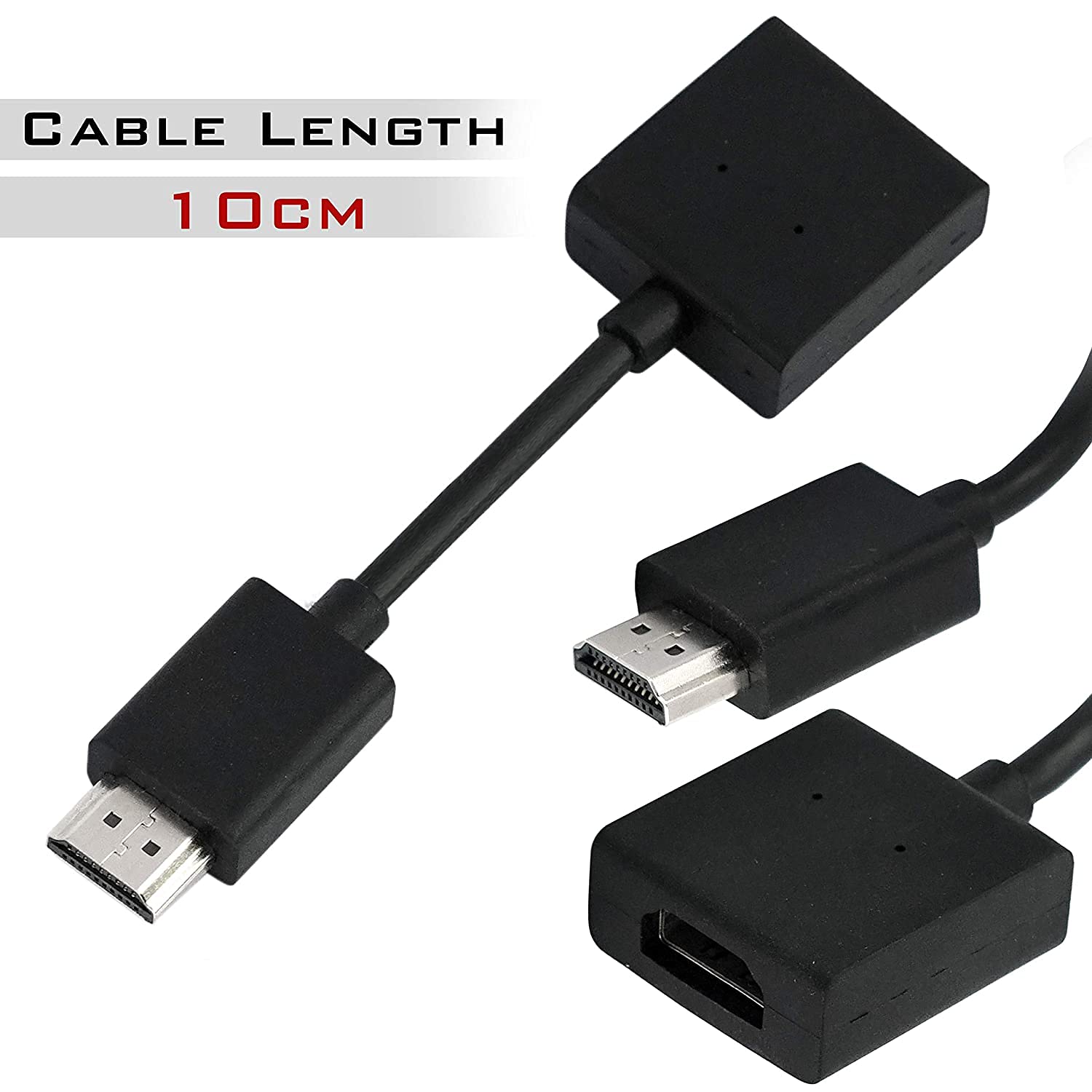 Storite 2-Pack 10cm High Speed HDMI Male to Female Extension Cable - HDMI Extender for Computer, TV, Projector, DVD Player - Perfect for Home Theater Setup, Gaming Consoles, and Office Presentations