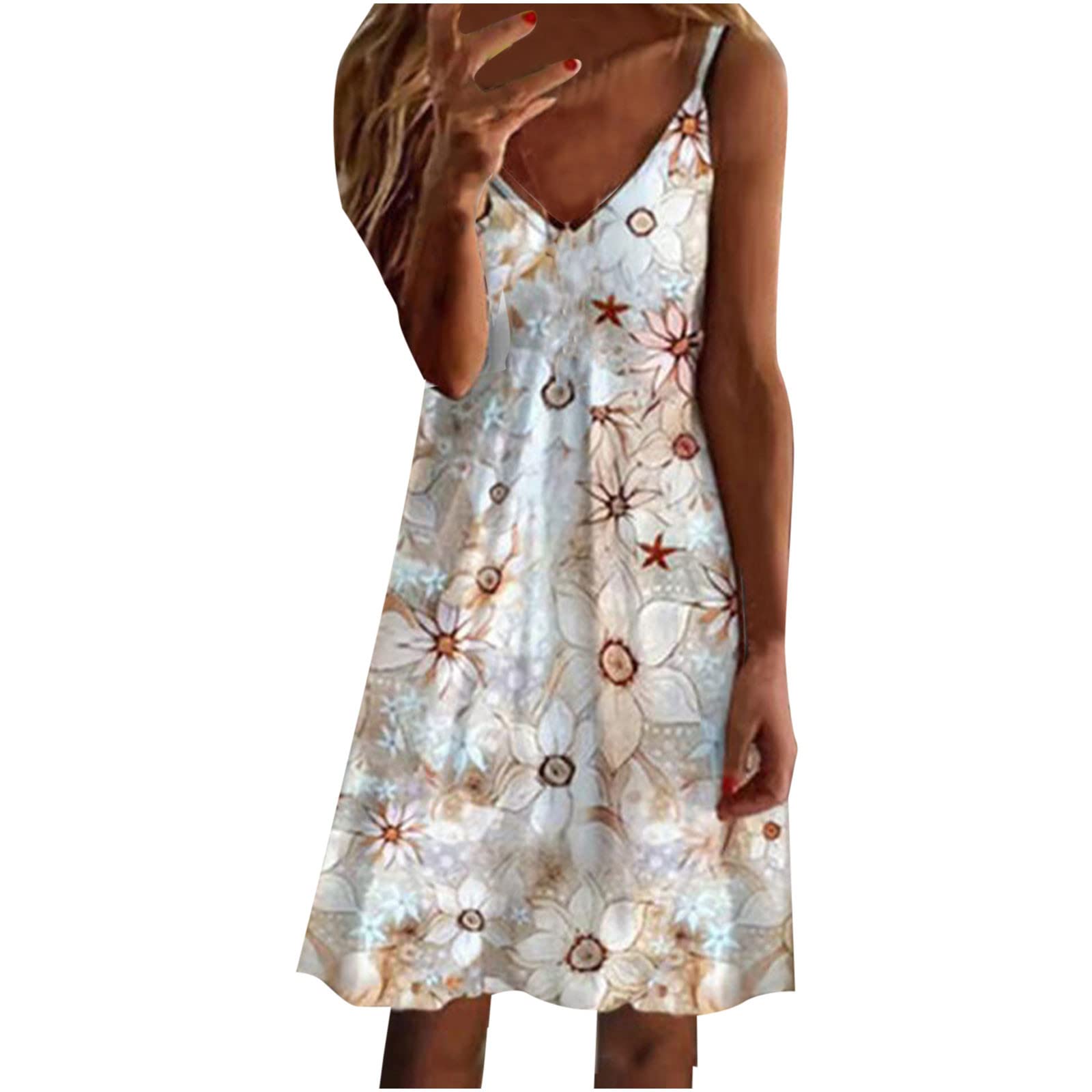 Stylish Floral Strappy Sleeveless Dress for Women - Summer & Fall Fashion Petite Dress - Perfect for Beach Vacations, Date Nights & Casual Outings