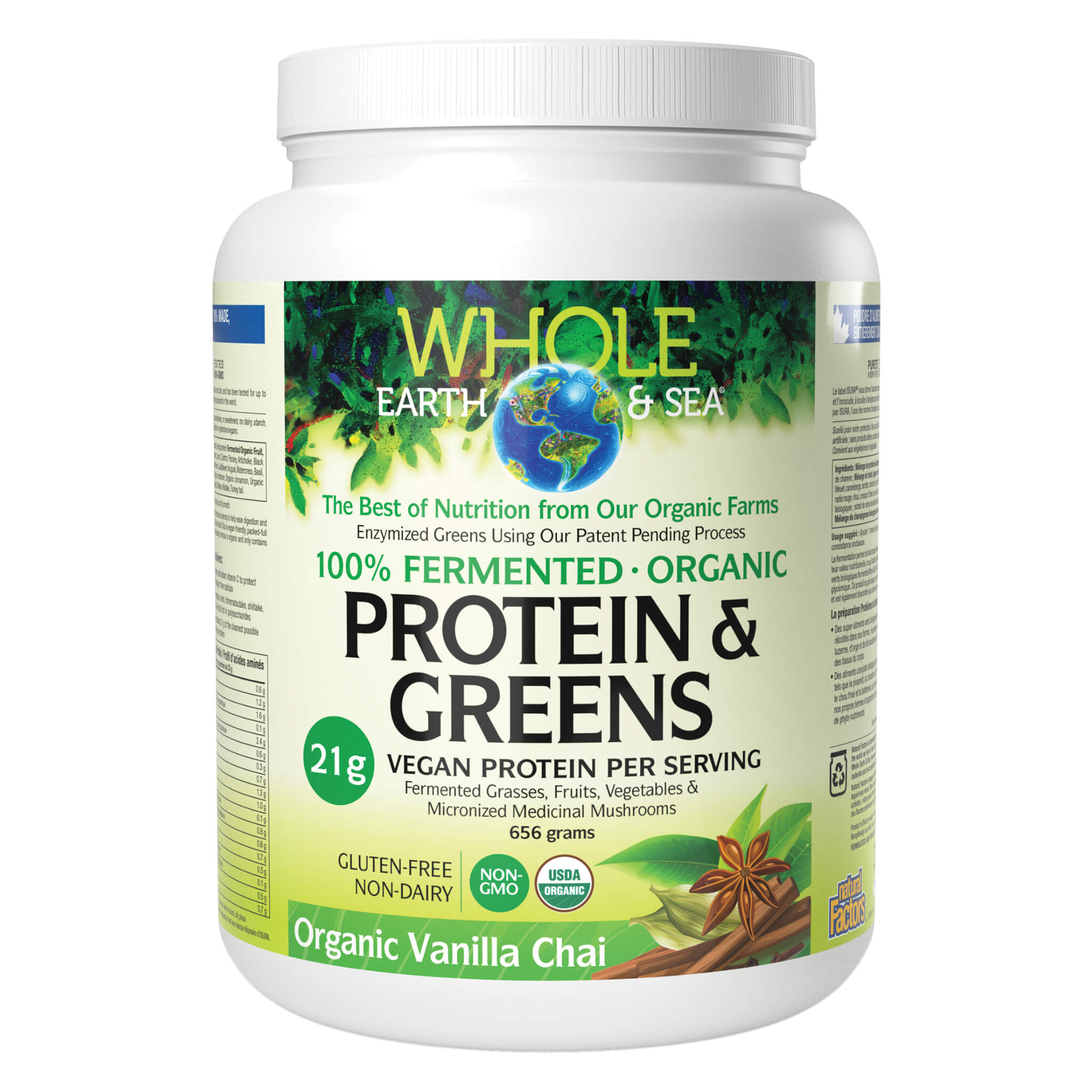 Organic Fermented Protein & Greens Powder - Plant-Based Superfood for Energy & Digestion - Perfect for Smoothies, Shakes & Post-Workout Recovery