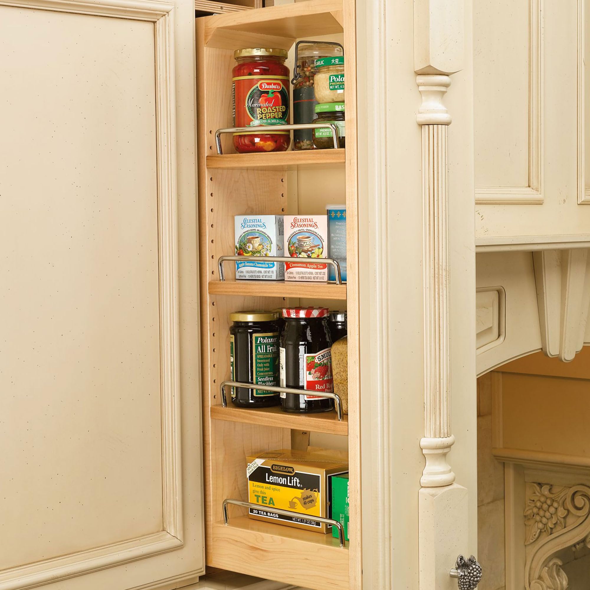 Rev-A-Shelf Soft-Close Kitchen Cabinet Pull Out Organizer - Wooden Wall Filler Slide Out Pantry Storage in Multiple Sizes (Maple Wood, 432-WFBBSC30-6C) - Perfect for Small Spaces, Corner Cabinets & Kitchen Organization