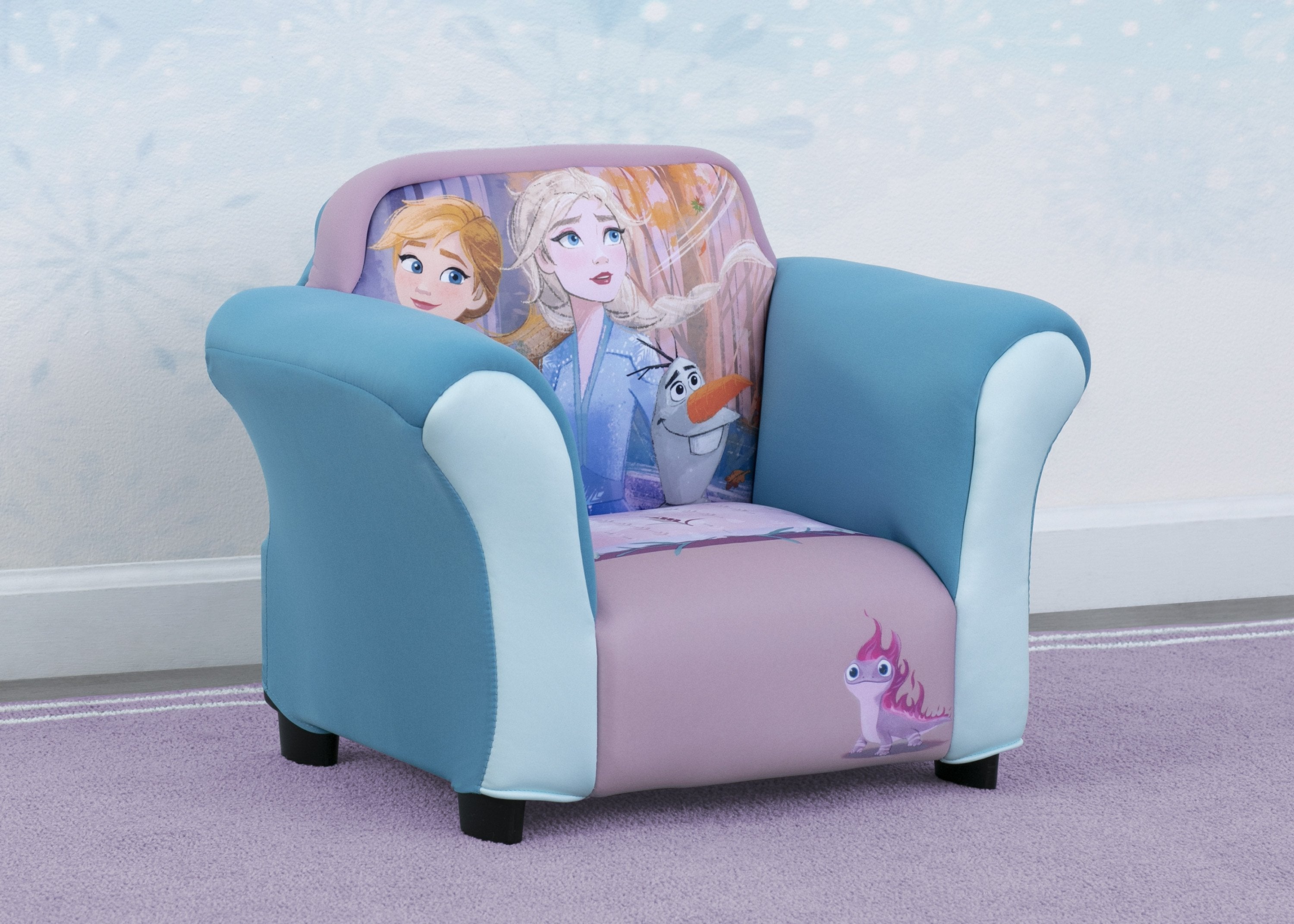 Frozen II Kids Upholstered Chair with Sculpted Plastic Frame - Disney Princess Themed Seating for Bedroom, Playroom, and Movie Nights
