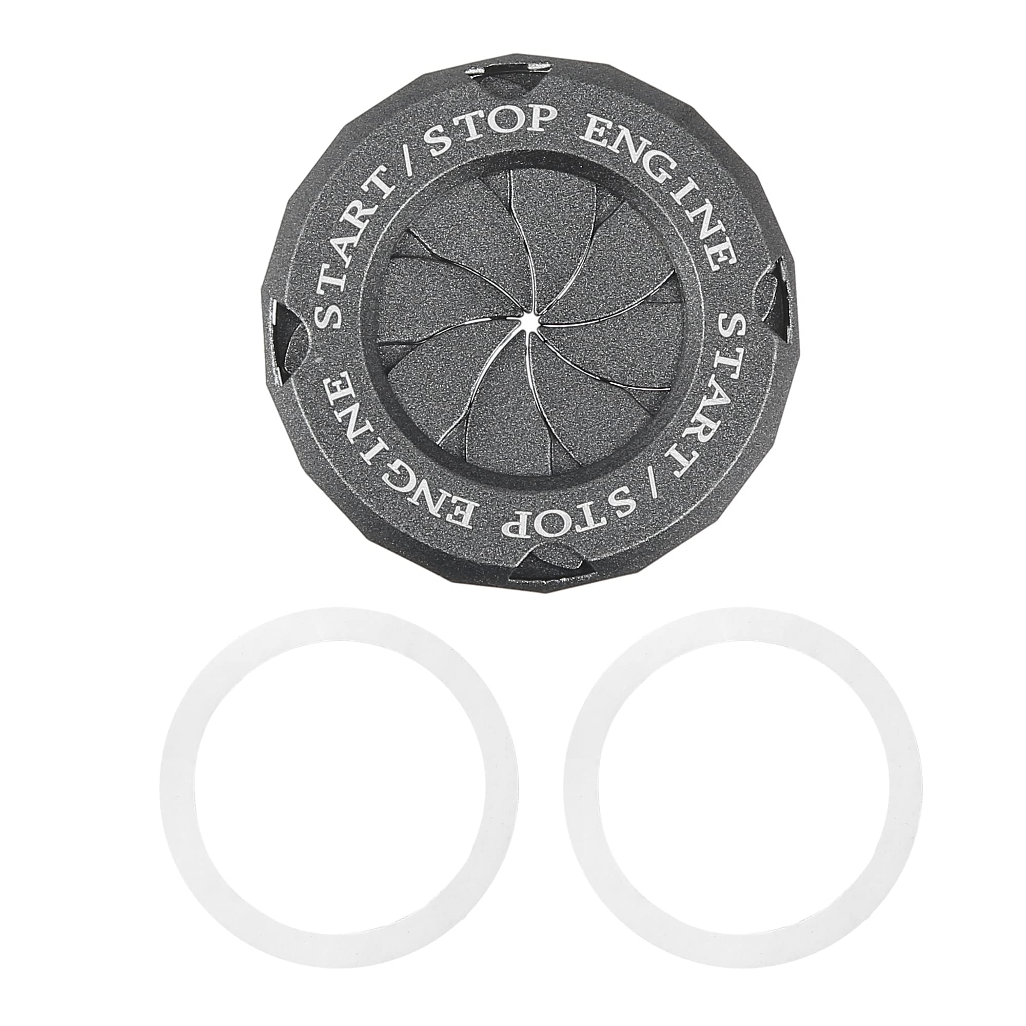 X AUTOHAUX Universal Car Push Start Button Cover - Anti-Scratch Spin Ignition Protective Cap with Titanium Tone Finish | Perfect for Keyless Entry Vehicles, Car Interior Protection & Stylish Decoration