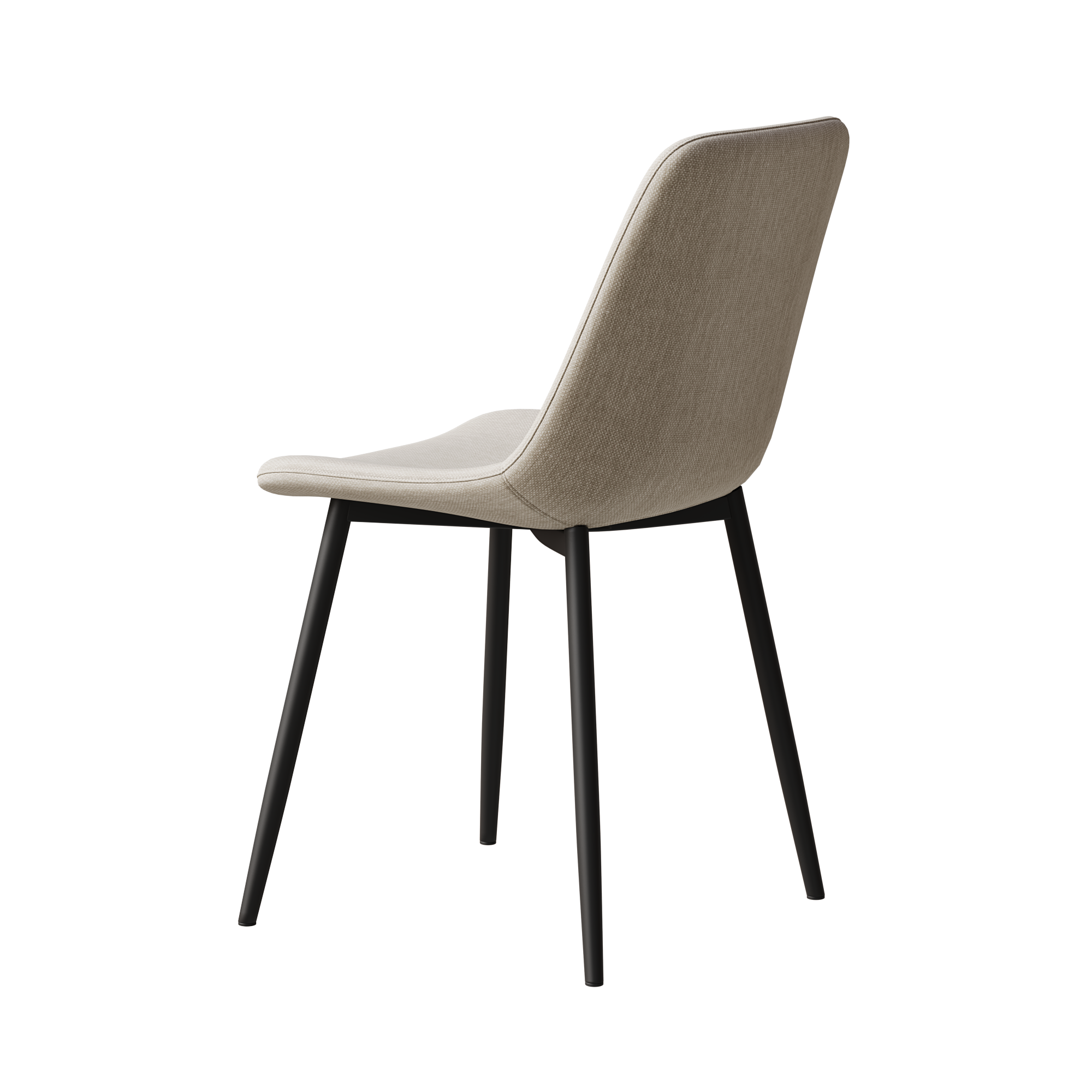 Modern Kitchen Dining Chairs Set of 4 - Linen Padded Seats with Sturdy Black Metal Legs (Beige) - Perfect for Home, Office, Restaurant & Cafe Use