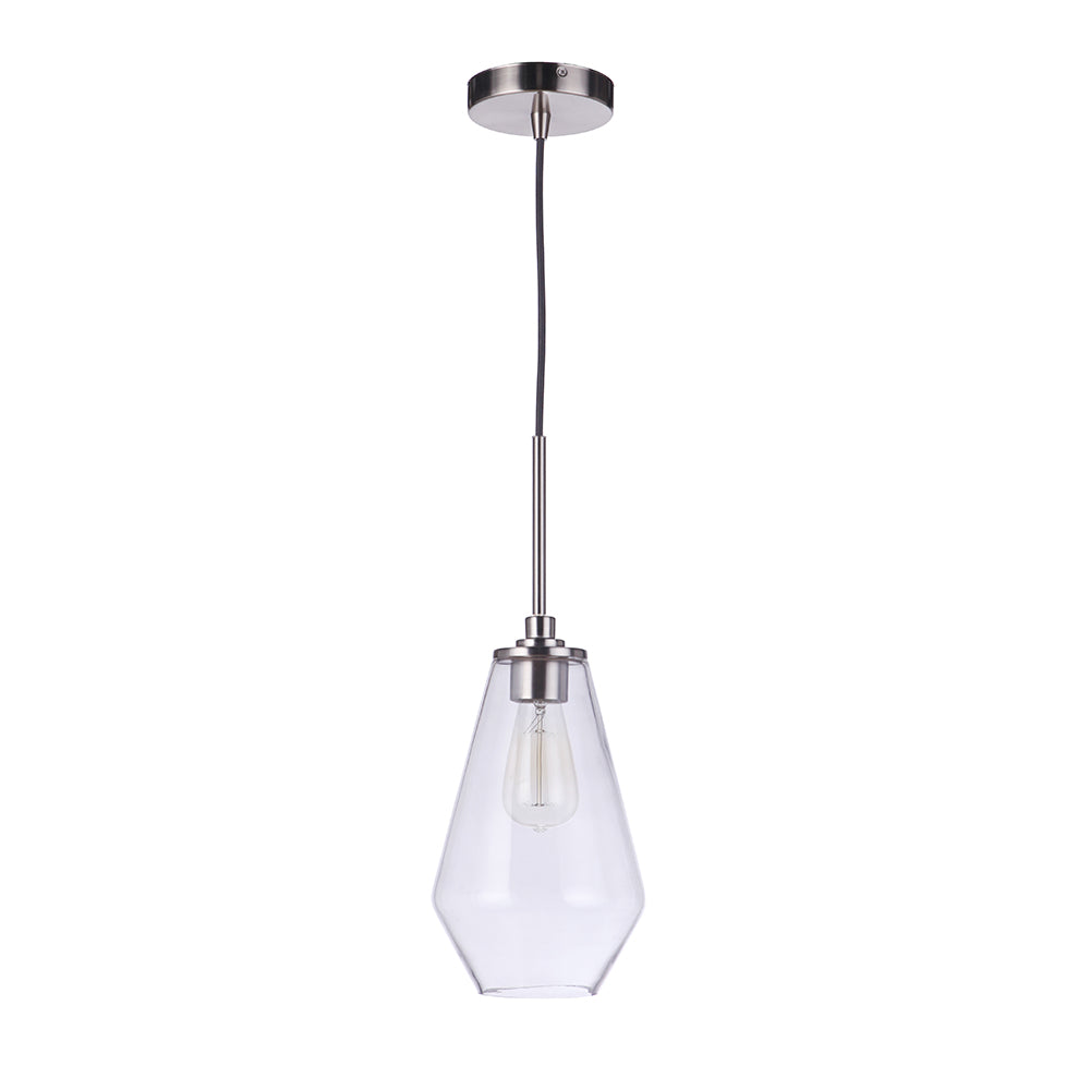 Nimbus 1 Light Pendant in Satin Nickel Finish - Modern Ceiling Light Fixture for Dining Room, Kitchen, or Bedroom