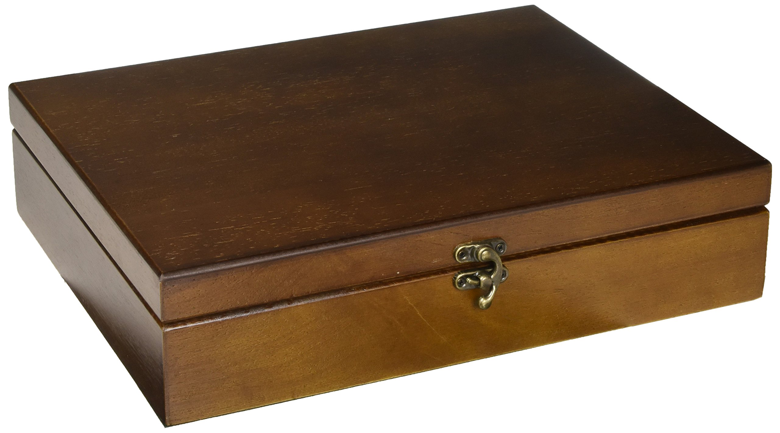 WE Games Old World Wooden Treasure Box with Brass Latch - Vintage Walnut Finish Jewelry Storage Box for Necklaces, Rings & Keepsakes - Perfect for Home Decor, Gift Giving & Memory Keeping