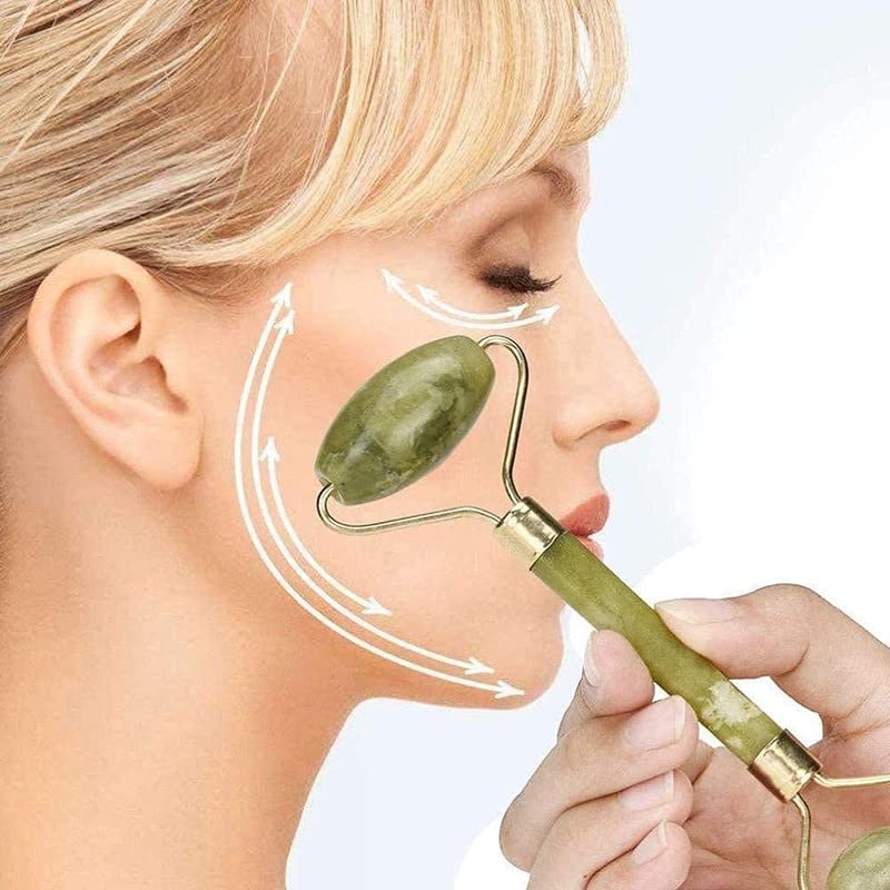 SUNISA Jade Roller for Face & Body Massage - Natural Jade Stone Facial Roller for Women & Men - Anti-Aging Skin Care Tool for Eye, Neck, Foot Massage - Perfect for Daily Skincare Routine & Relaxation Therapy